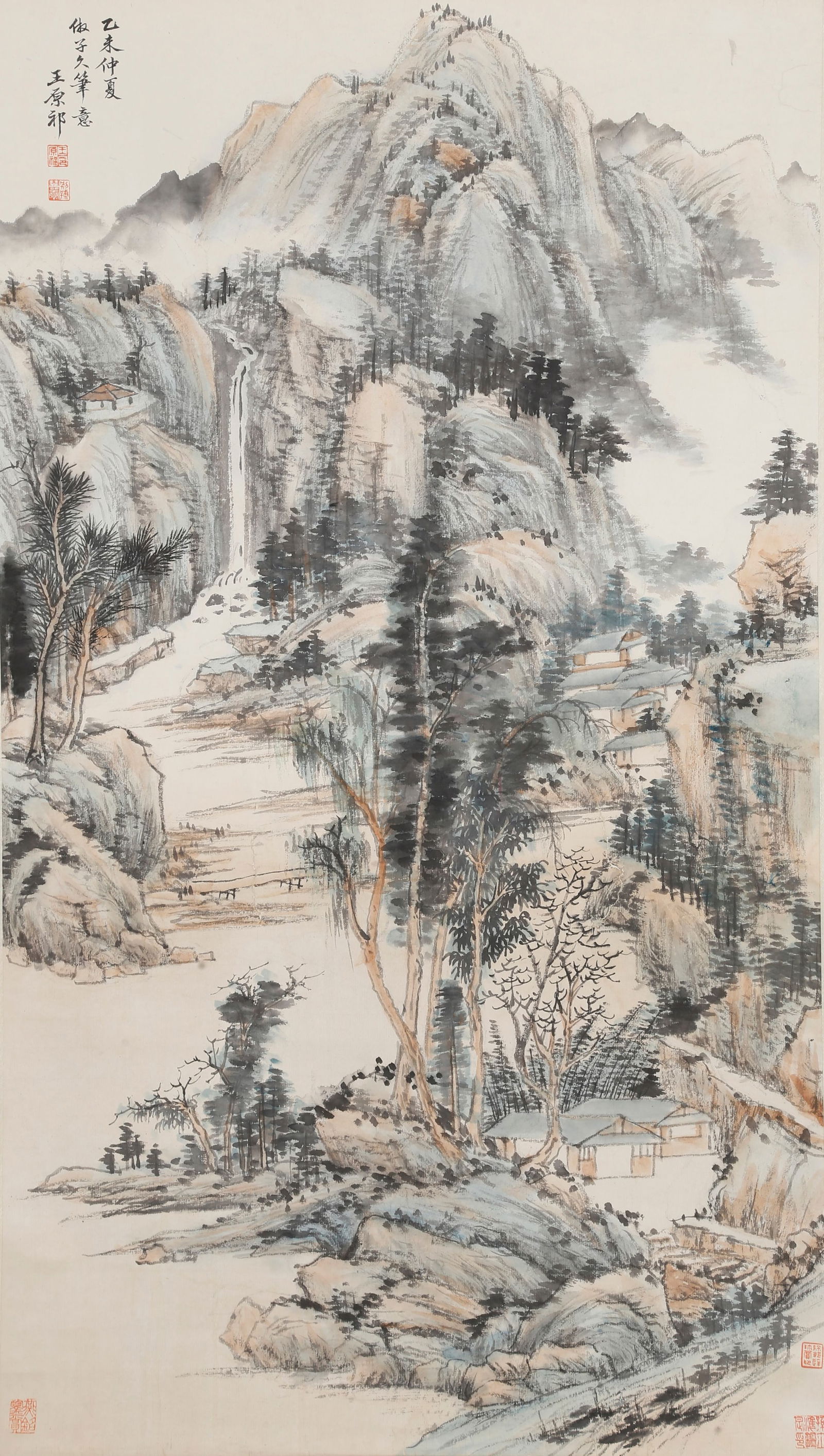 A LANDSCAPE PAINTING ON PAPER BY WANG YUANQI.王原祁: Landscape Painting on Paper by Wang Yuanqi.王原祁