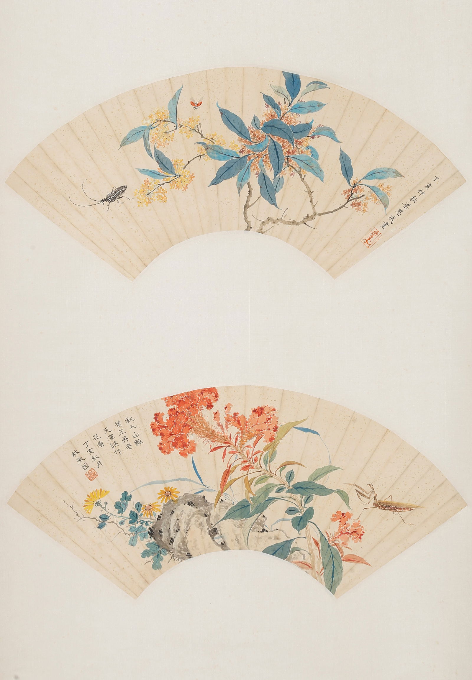 A JOINT FLOWER PAINTING ON PAPER BY LIANG SICHENG AND LIN HUIYIN.梁思成 林 (1 of 12)