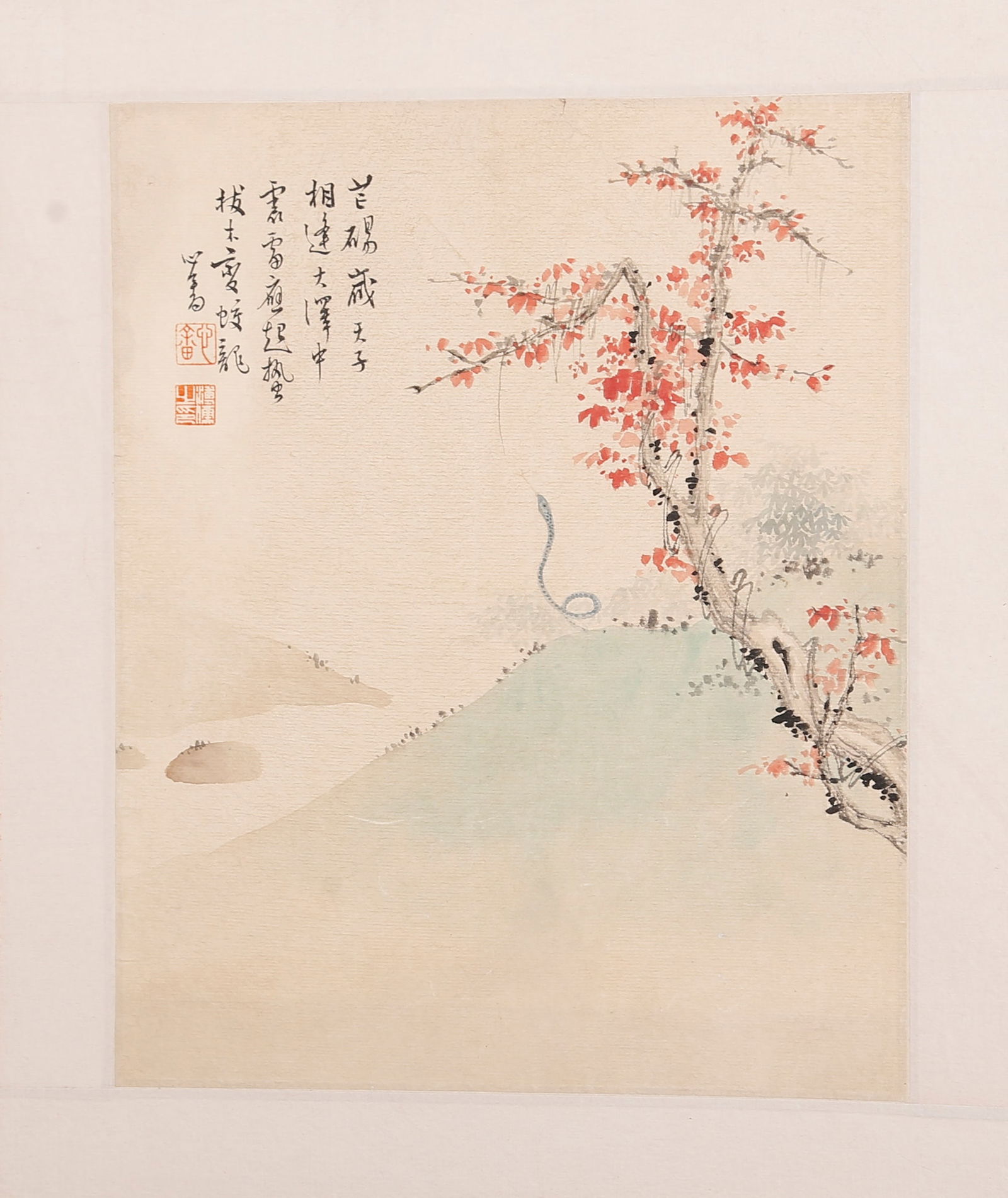 A LANDSCAPE PAINTING ON PAPER (HANGING) BY PU RU.溥儒: Landscape Painting on Paper (Hanging) by Pu Ru.溥儒