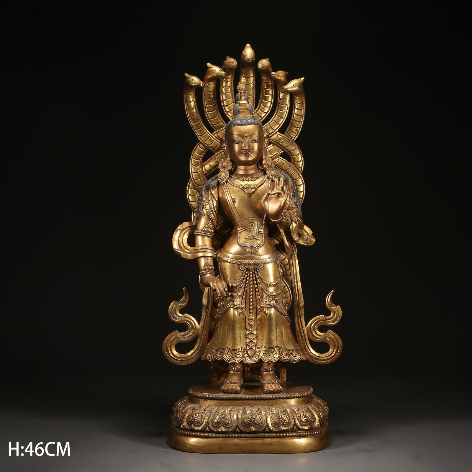 A GILT-BRONZE N?G?RJUNA BODHISATTVA STATUE: Gilt-Bronze N?g?rjuna Bodhisattva Statue