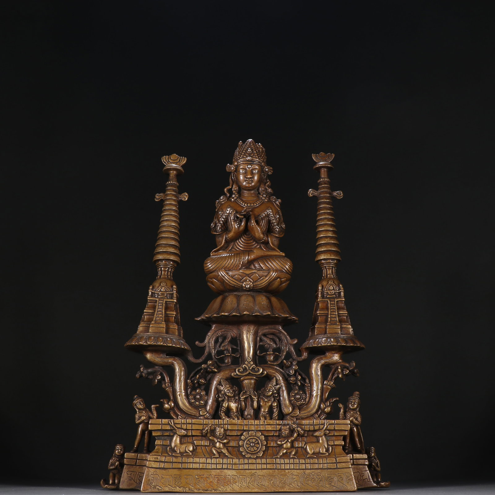 A KASHMIR GEM-STUDDED CROWN SHAKYAMUNI STATUE: Kashmir Gem-Studded Crown Shakyamuni Statue