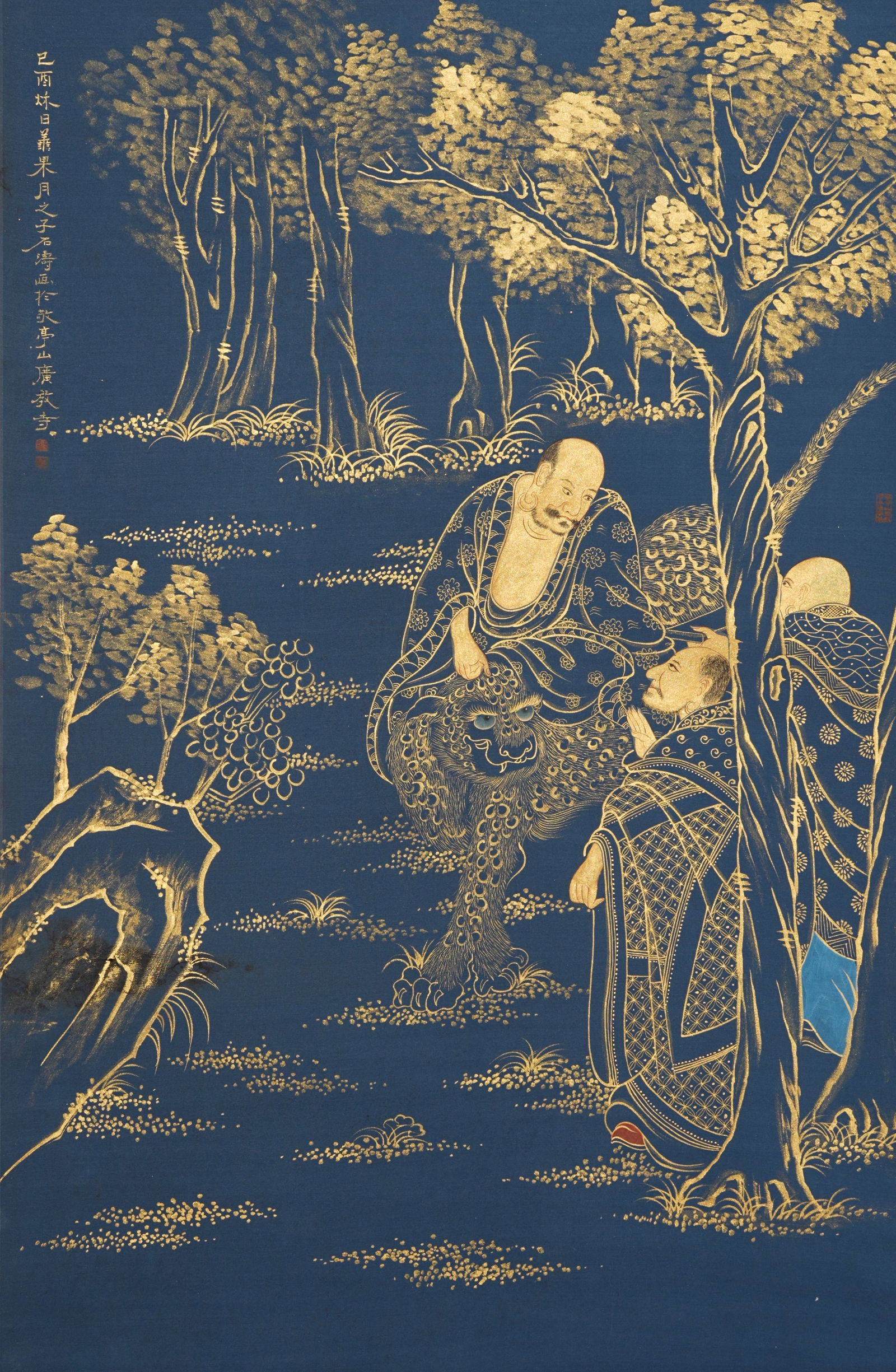 A FIGURE PAINTING ON SILK BY SHITAO.石濤: Figure Painting on Silk by Shitao.石濤