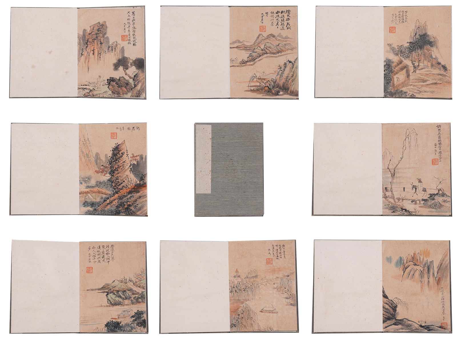 A LANDSCAPE PAINTING, ALBUM ON PAPER (10 LEAVES) BY ZHANG DAQIAN.張大千 (1 of 13)