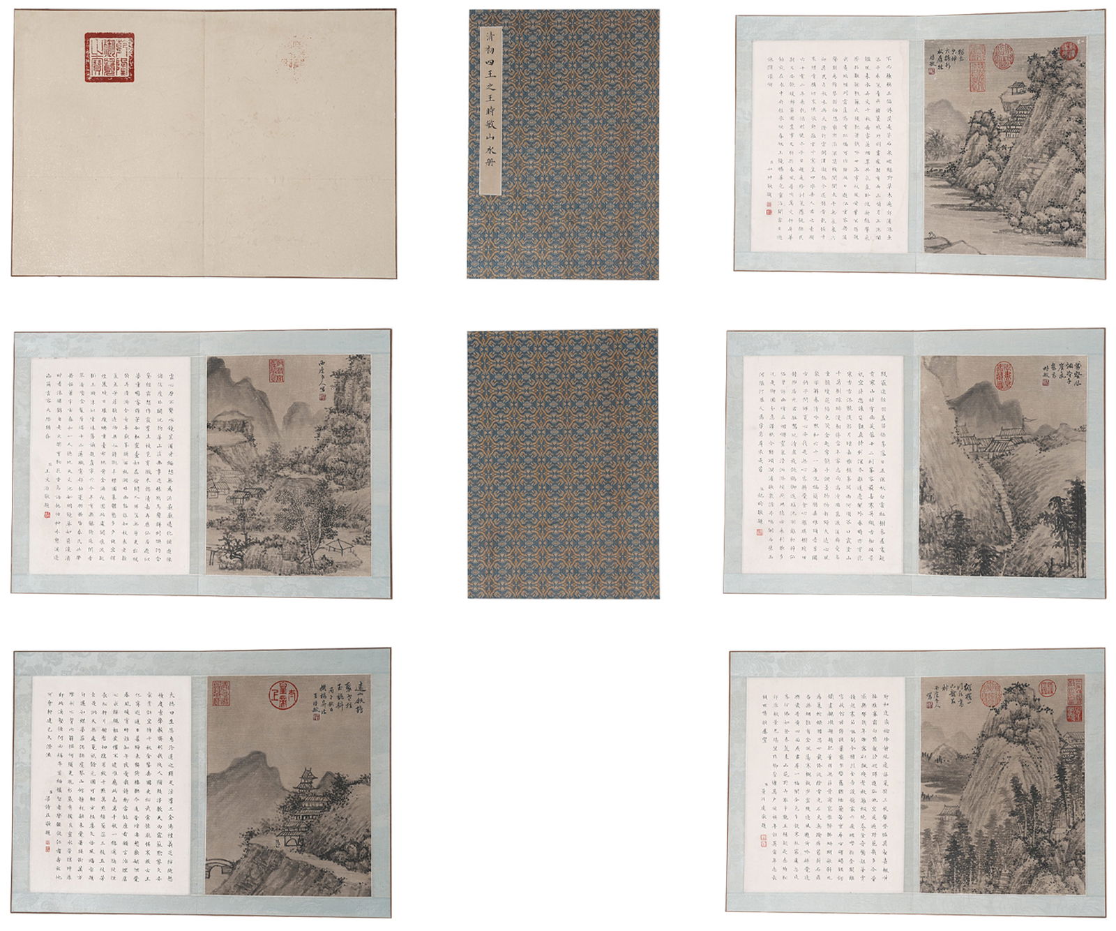 A LANDSCAPE PAINTING ALBUM LEAVES ON PAPER (6 LEAVES) BY WANG SHIMIN.王時敏 (1 of 9)