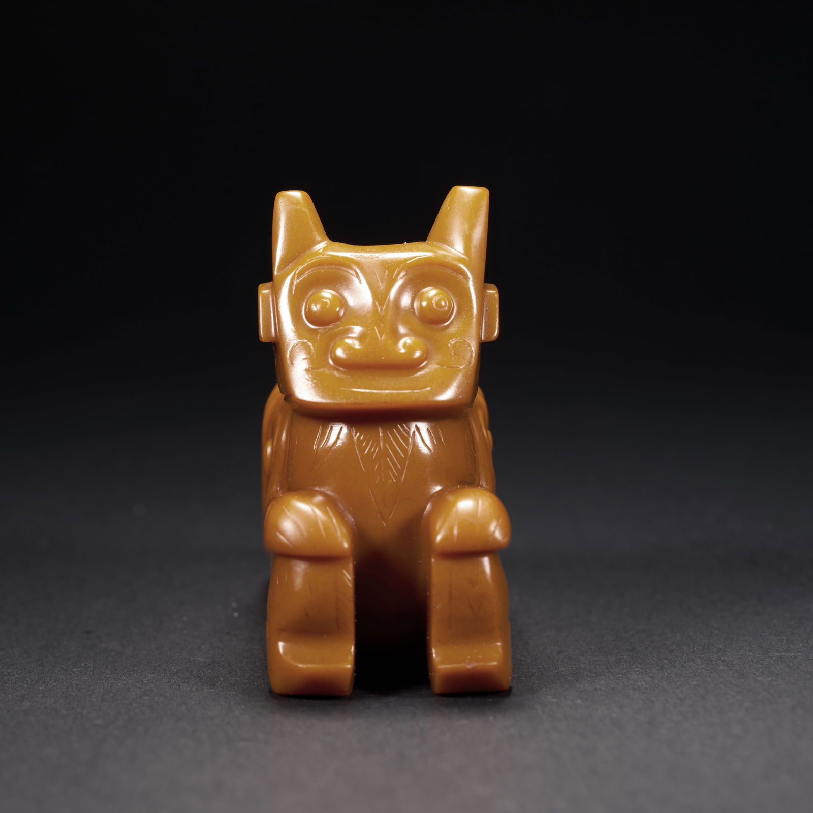 A HETIAN JADE WINGED CELESTIAL FIGURE ORNAMENT, HAN DYNASTY: Hetian jade winged celestial figure ornament, Han Dynasty