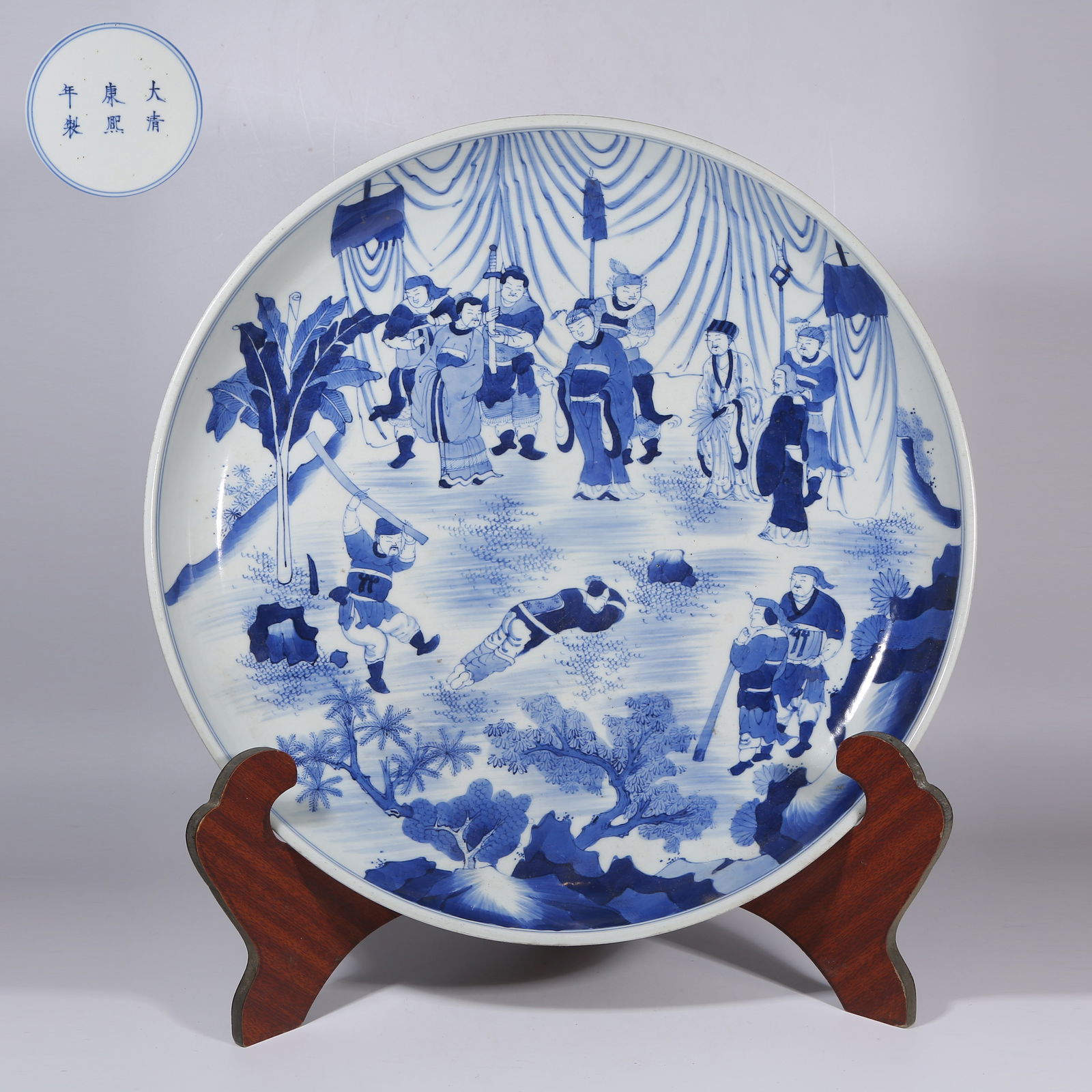 A LARGE BLUE-AND-WHITE CHARGER WITH FIGURAL STORY SCENES (1 of 8)