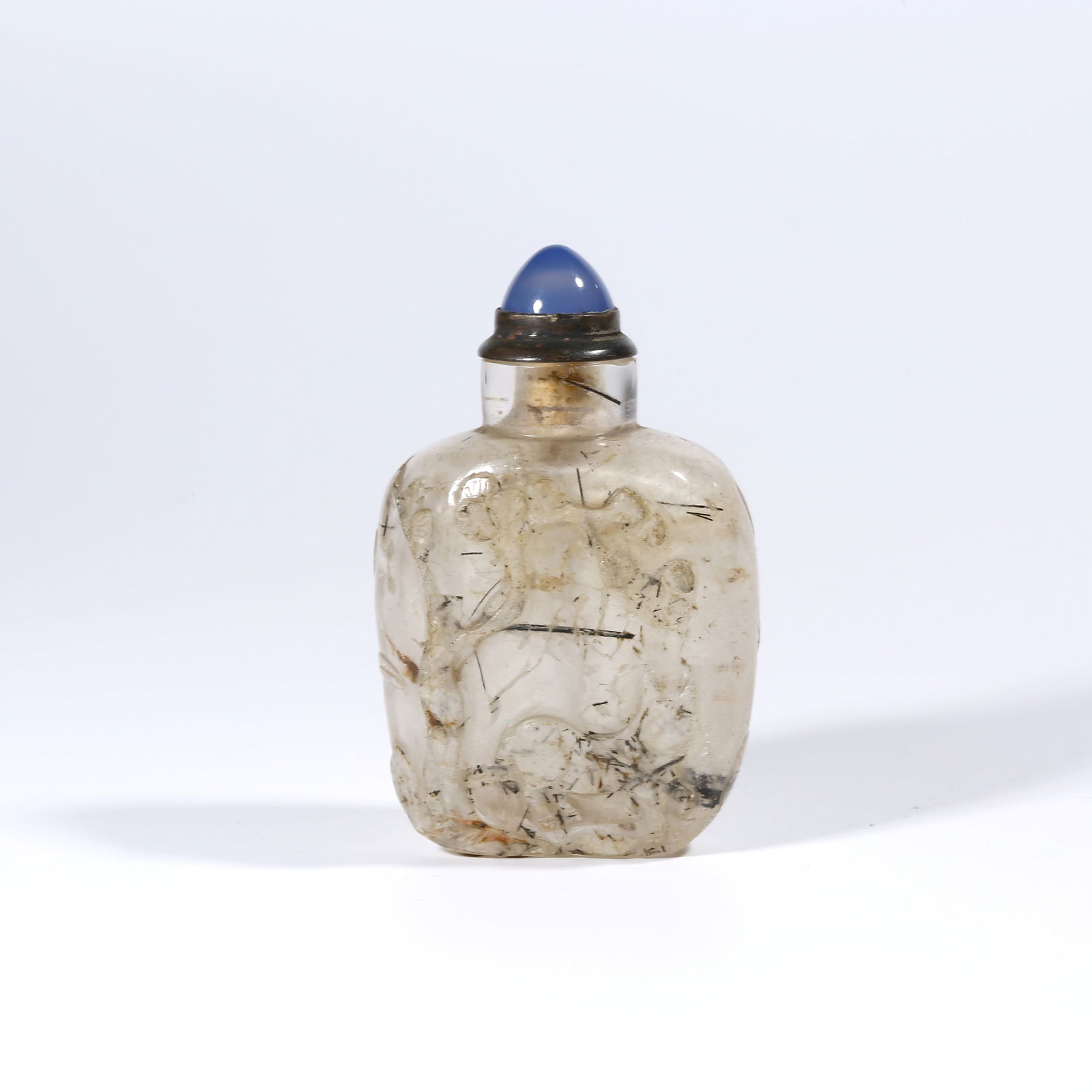 A CRYSTAL SNUFF BOTTLE WITH GALLOPING HORSE DESIGN (1 of 9)