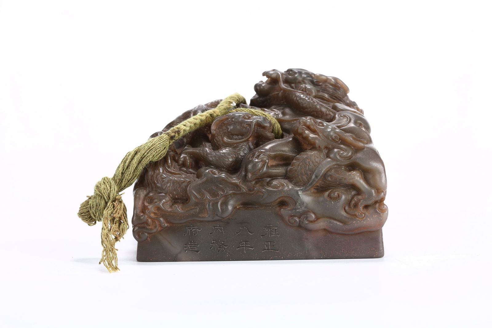 A SHOUSHAN STONE SEAL WITH FIVE DRAGON KNOBS - 6