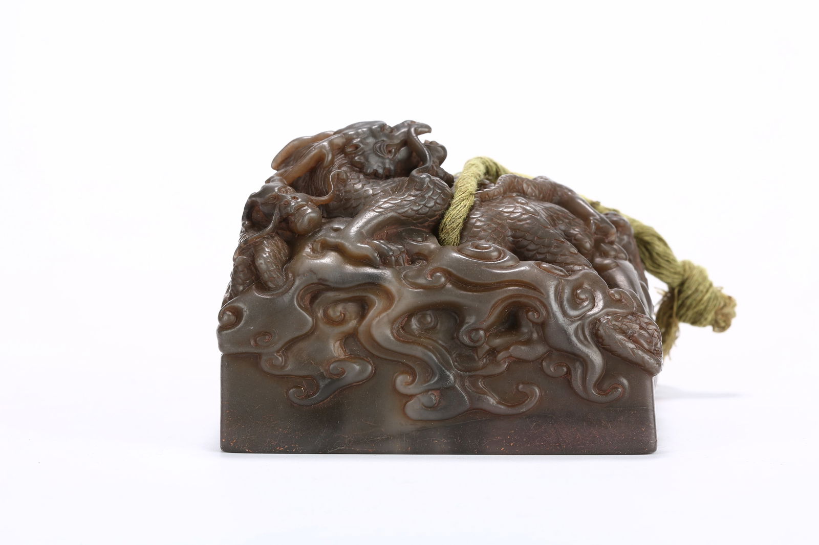 A SHOUSHAN STONE SEAL WITH FIVE DRAGON KNOBS - 7
