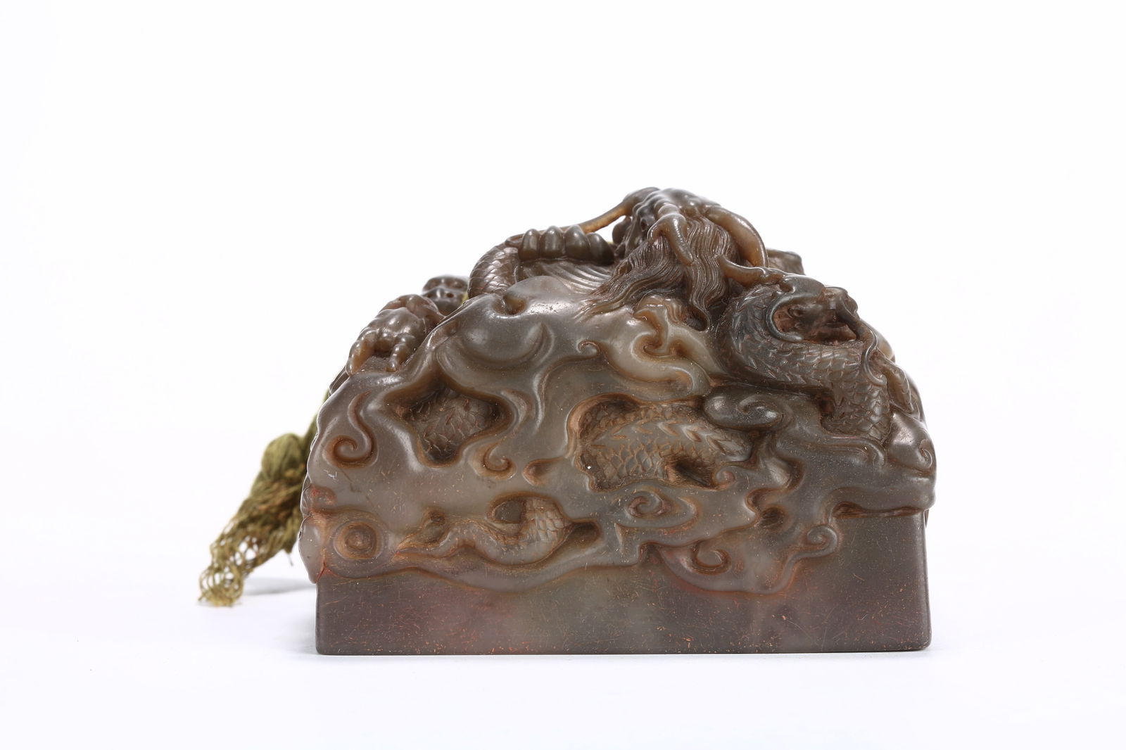 A SHOUSHAN STONE SEAL WITH FIVE DRAGON KNOBS - 8