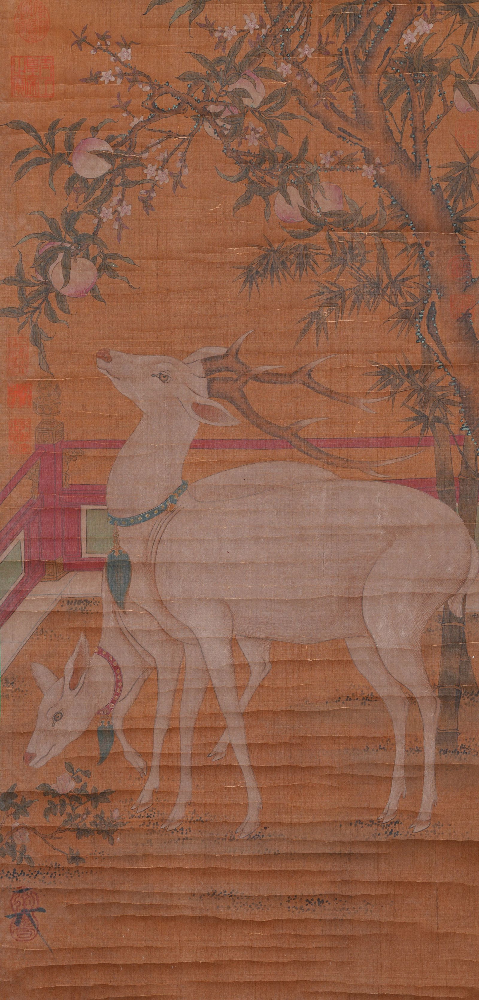 A AUSPICIOUS DEER PAINTING ON SILK BY EMPEROR HUIZONG OF THE SONG DYNASTY.宋徽宗 (1 of 10)