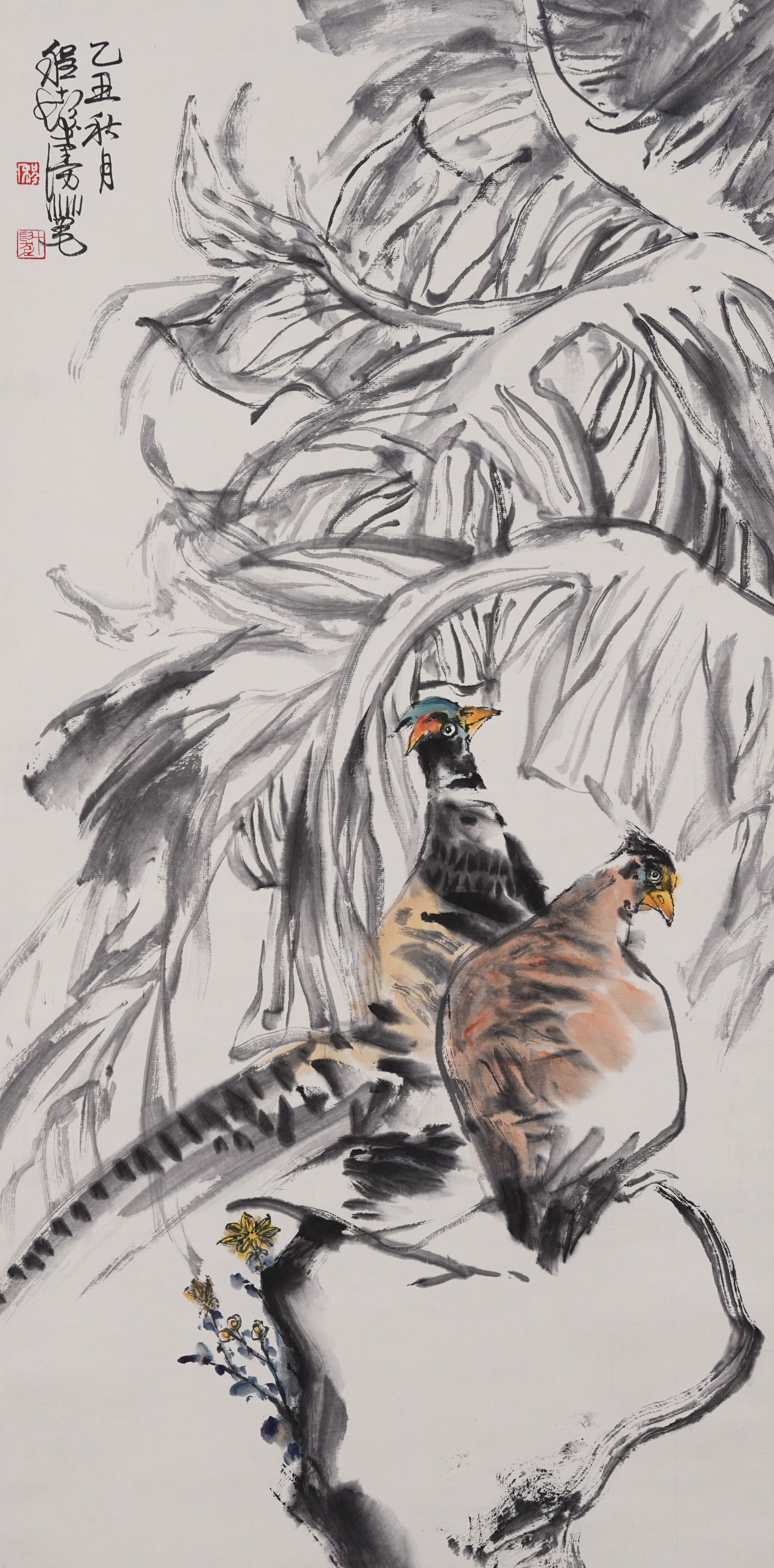 A TWO BIRDS PAINTING ON PAPER BY CHENG SHIFA.程十發 (1 of 9)