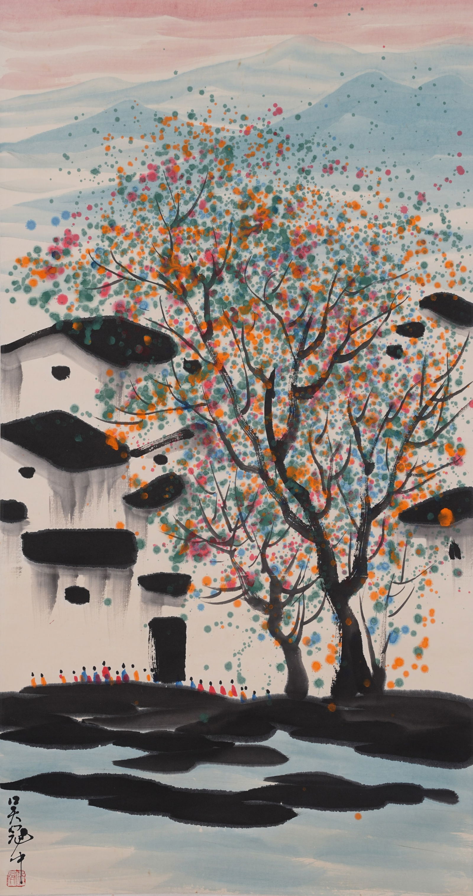A HOUSES PAINTING ON PAPER BY WU GUANZHONG.吳冠中 (1 of 8)