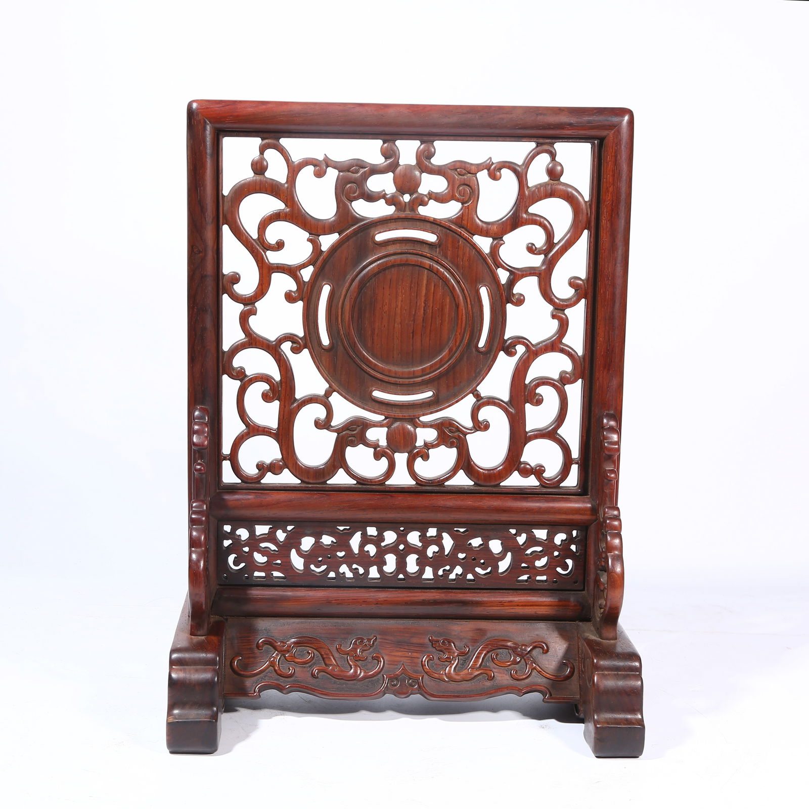 A HUANGHUALI WOOD TABLE SCREEN WITH DRAGON PATTERN (1 of 8)