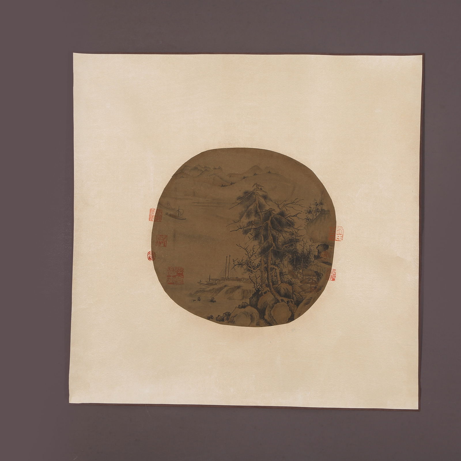 A LANDSCAPE PAINTING ON SILK, HANGING SCROLL (JINGXIN), BY ANONYMOUS. (1 of 8)