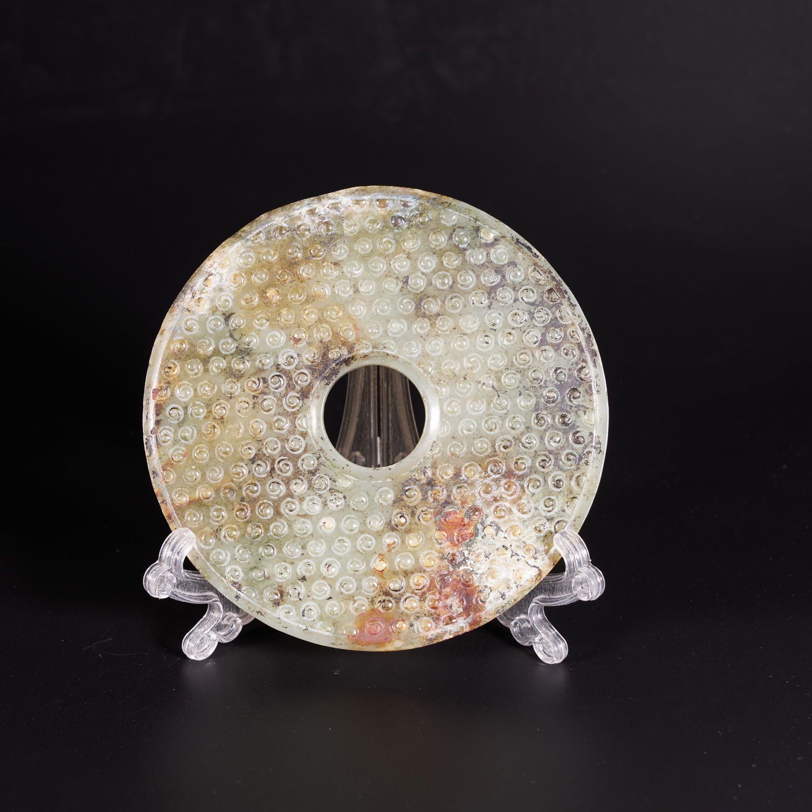 A HIGH-ANTIQUITY JADE BI DISC WITH BOSS (STUD) PATTERN (1 of 7)