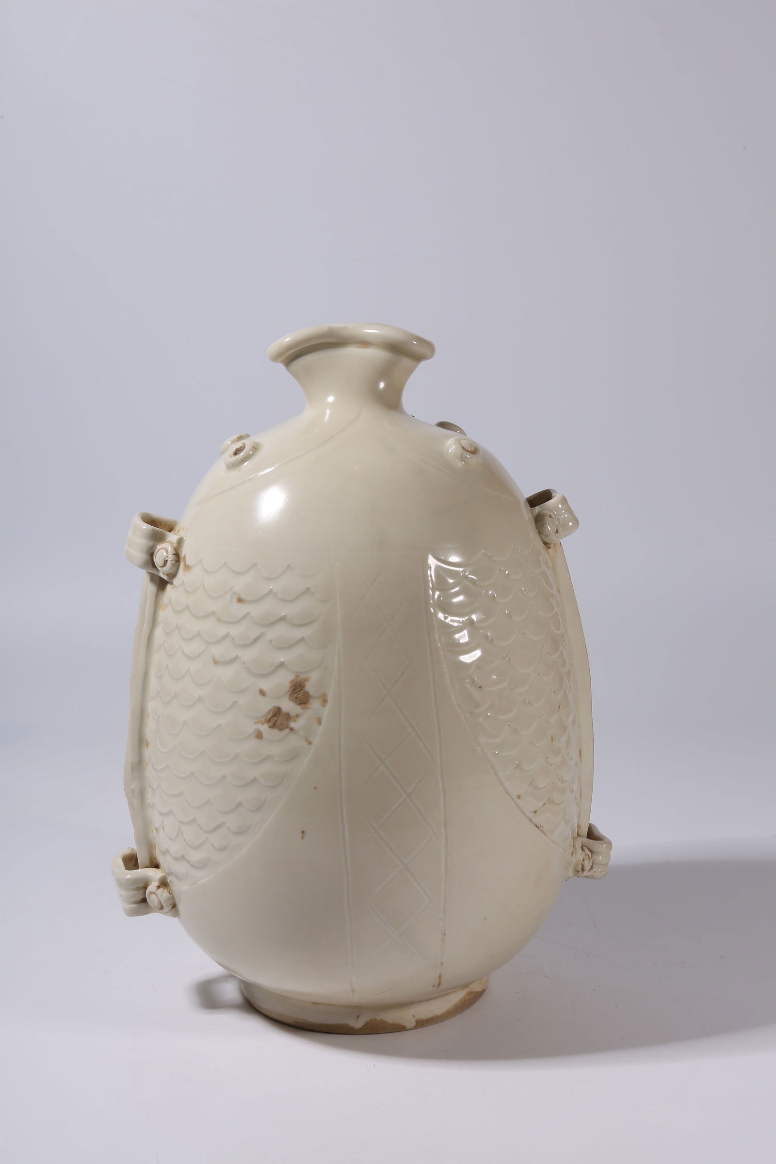 A DING WARE DOUBLE-FISH PIERCED BOTTLE - 6
