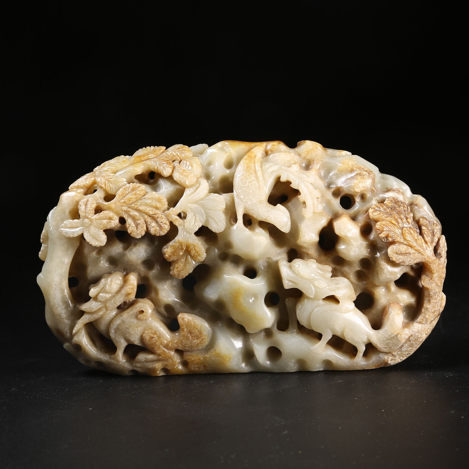 A LIAO AND JIN DYNASTY HETIAN JADE MOUNTAIN MODEL WITH AUSPICIOUS BEAST PATTERN (1 of 8)