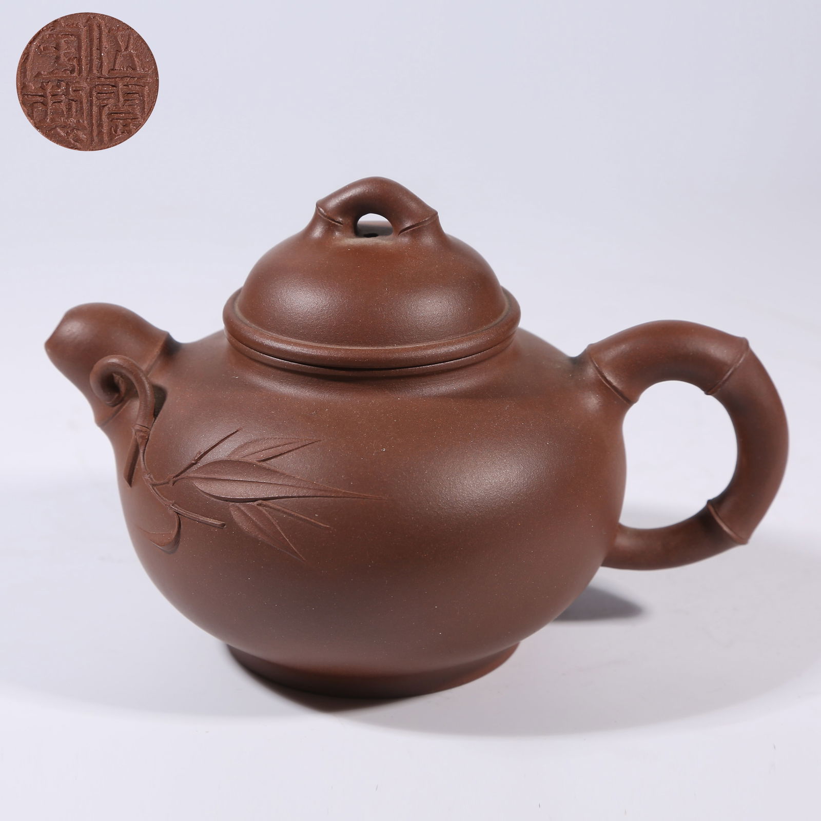 A ZISHA TEAPOT WITH BAMBOO MOTIF (1 of 9)