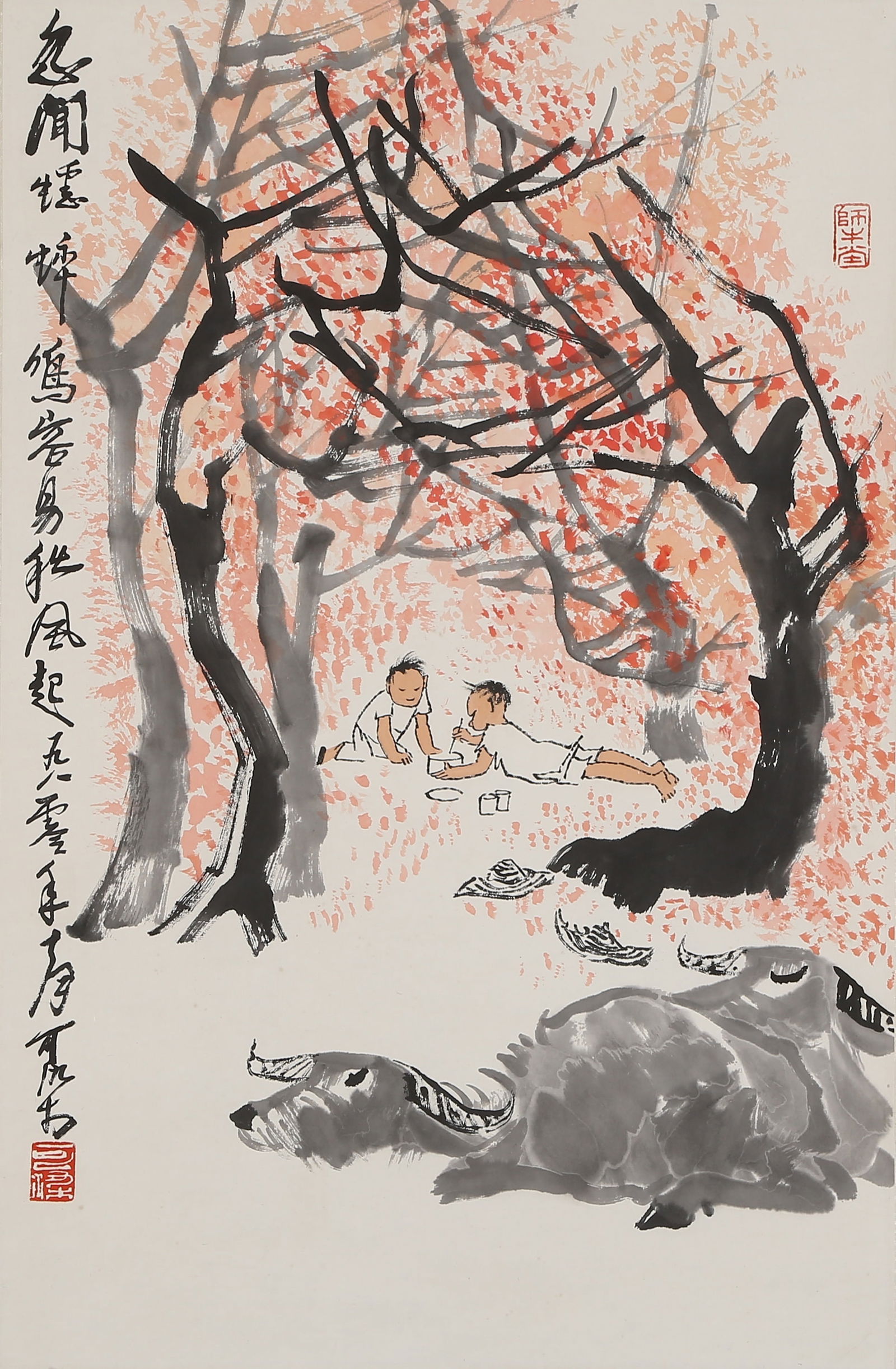 A HERDING CATTLE PAINTING ON PAPER BY LI KERAN.李可染 (1 of 9)