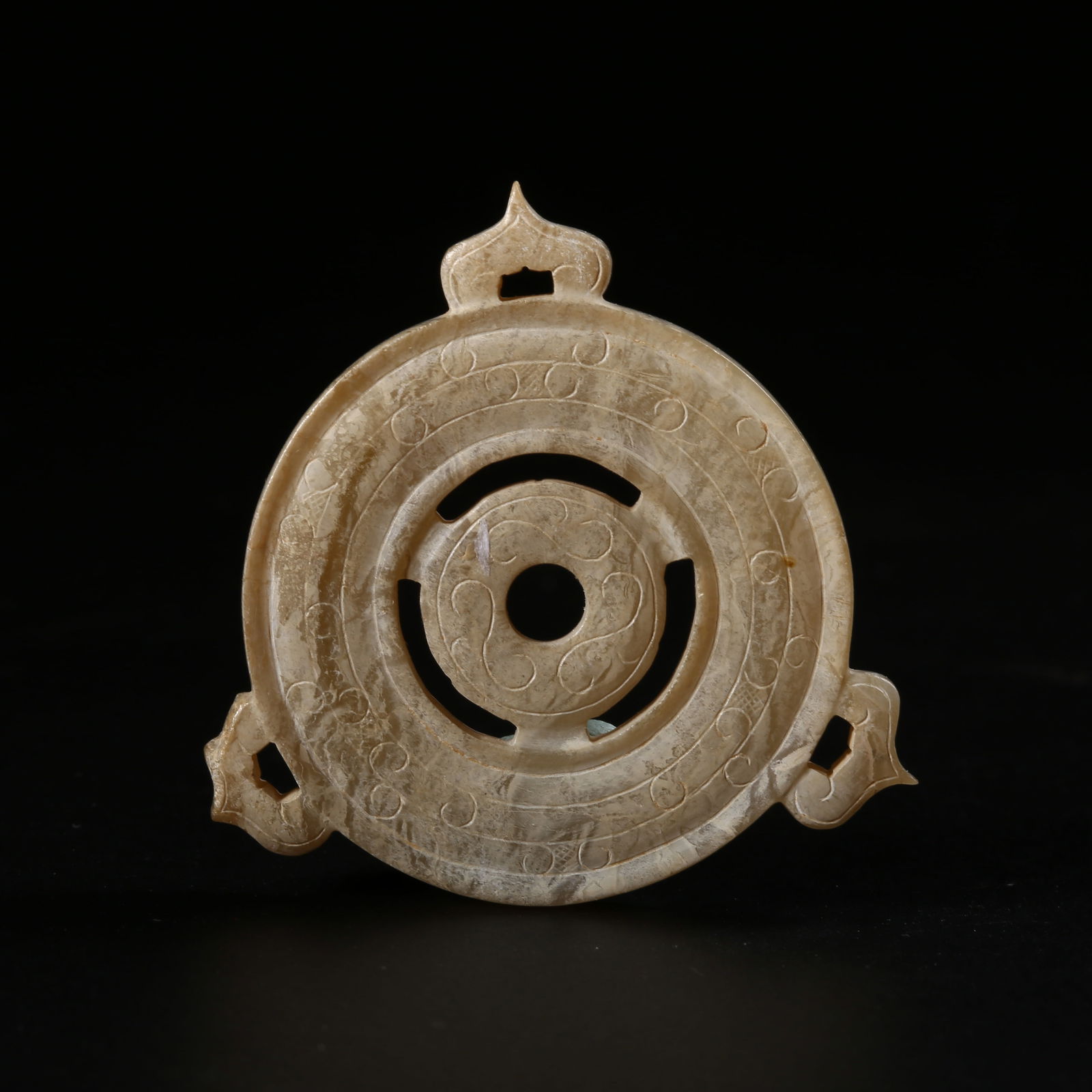 A HIGH-ANTIQUITY SMALL JADE BI DISC: High-Antiquity Small Jade Bi Disc