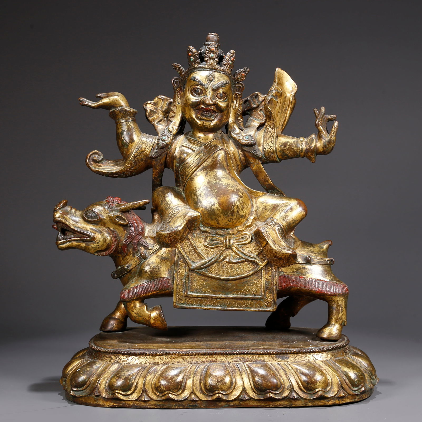 A GILDED BRONZE GOD OF WEALTH STATUE (1 of 10)