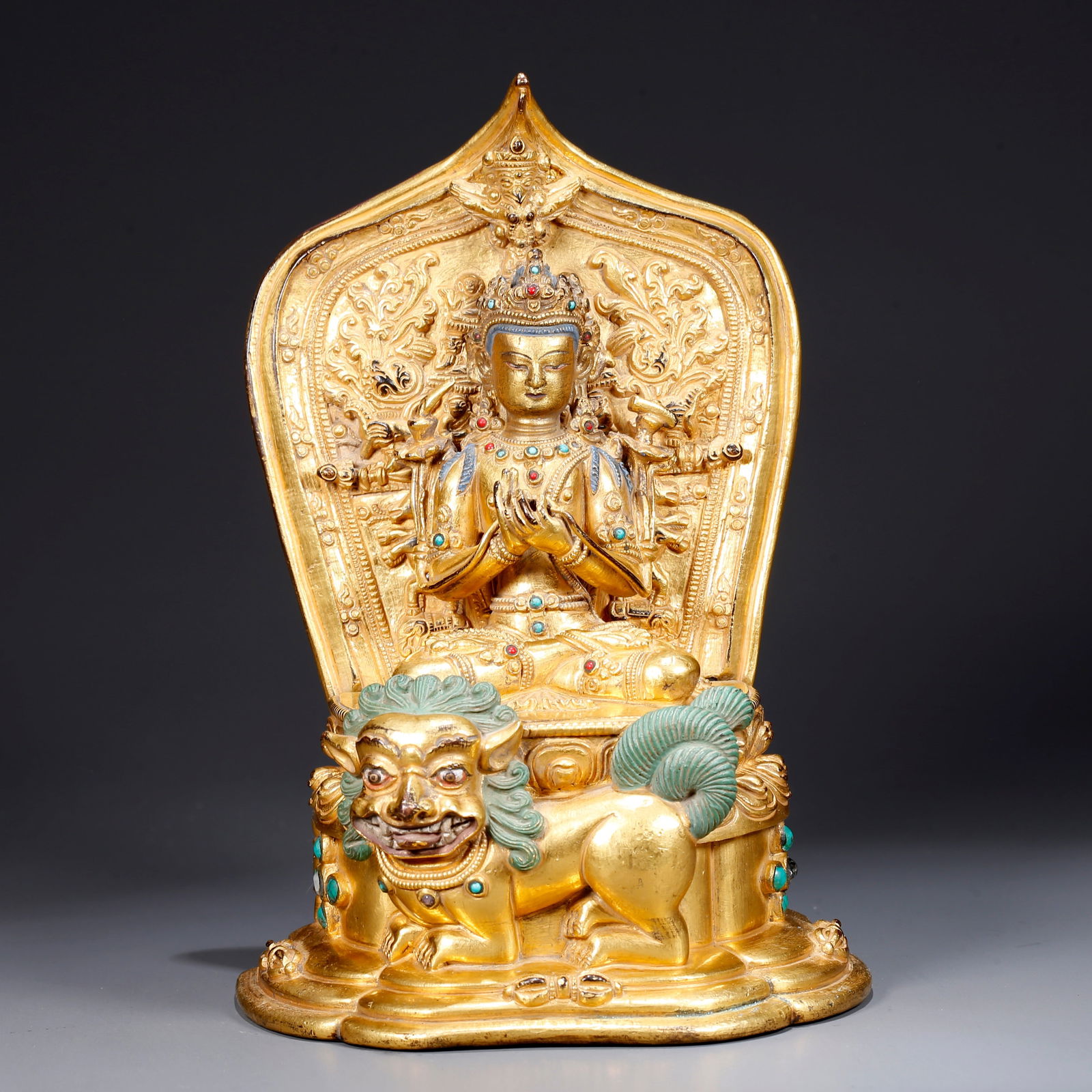 A GILDED BRONZE STATUE OF MANJUSHRI (1 of 9)