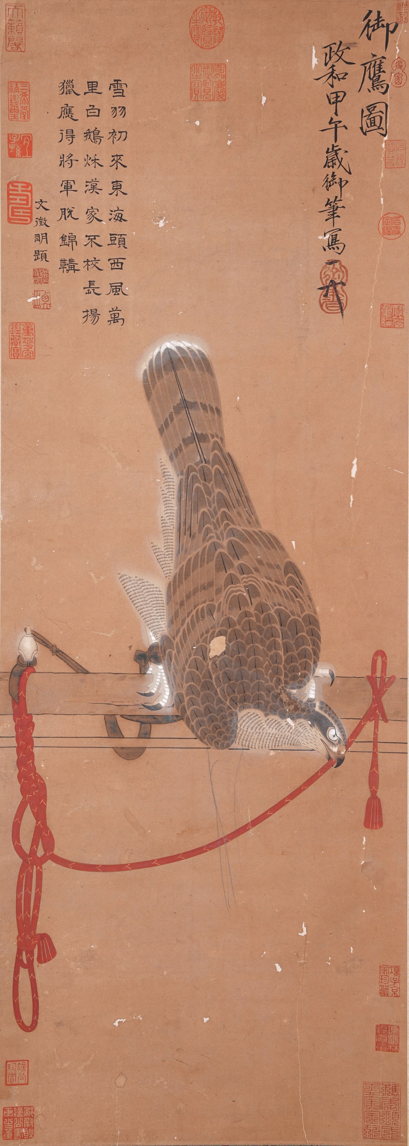 A IMPERIAL FALCON PAINTING ON PAPER BY EMPEROR HUIZONG OF THE SONG DYNASTY.宋徽宗 (1 of 9)