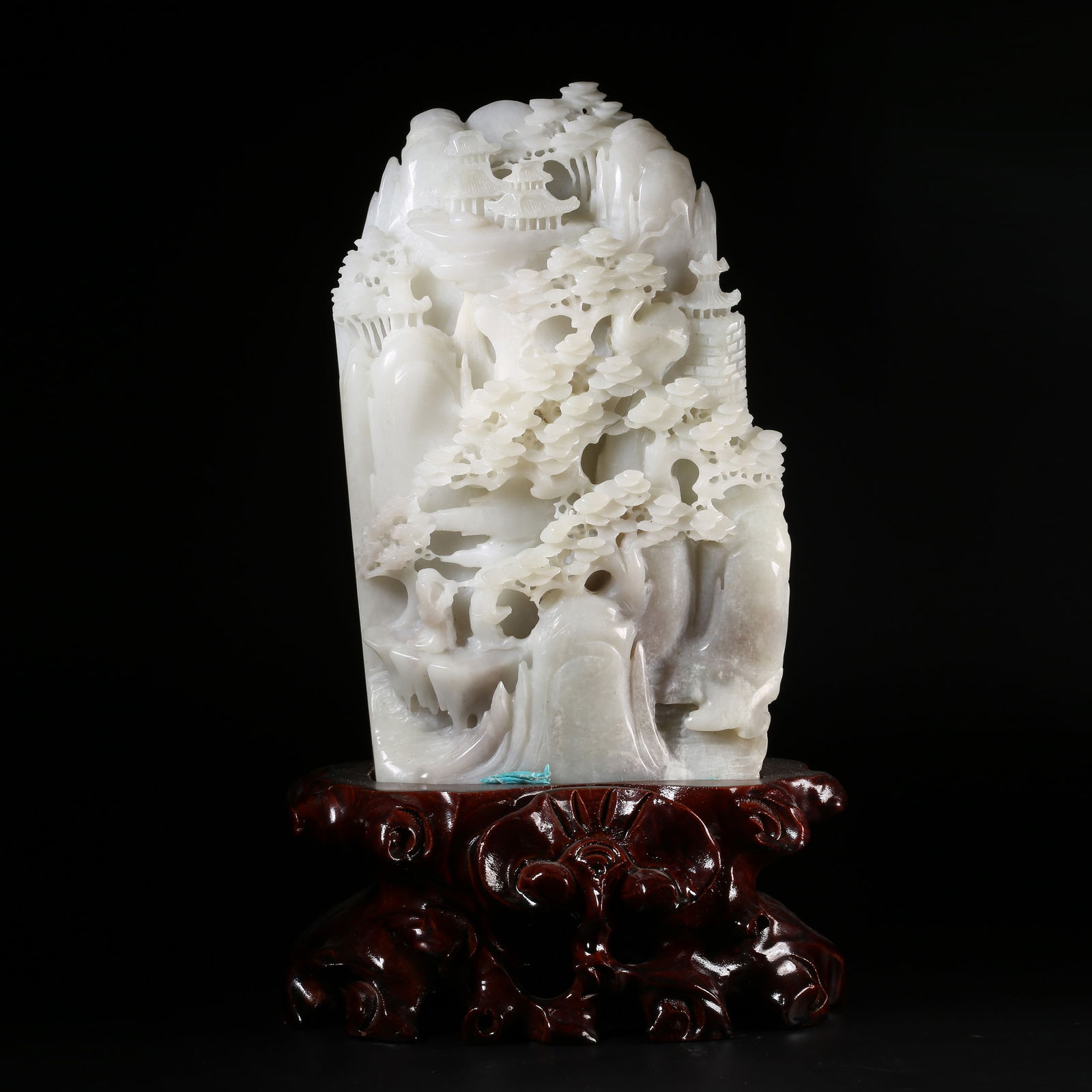 A HETIAN JADE "SCHOLAR UNDER PINE TREE" MOUNTAIN-FORM ORNAMENT (1 of 7)