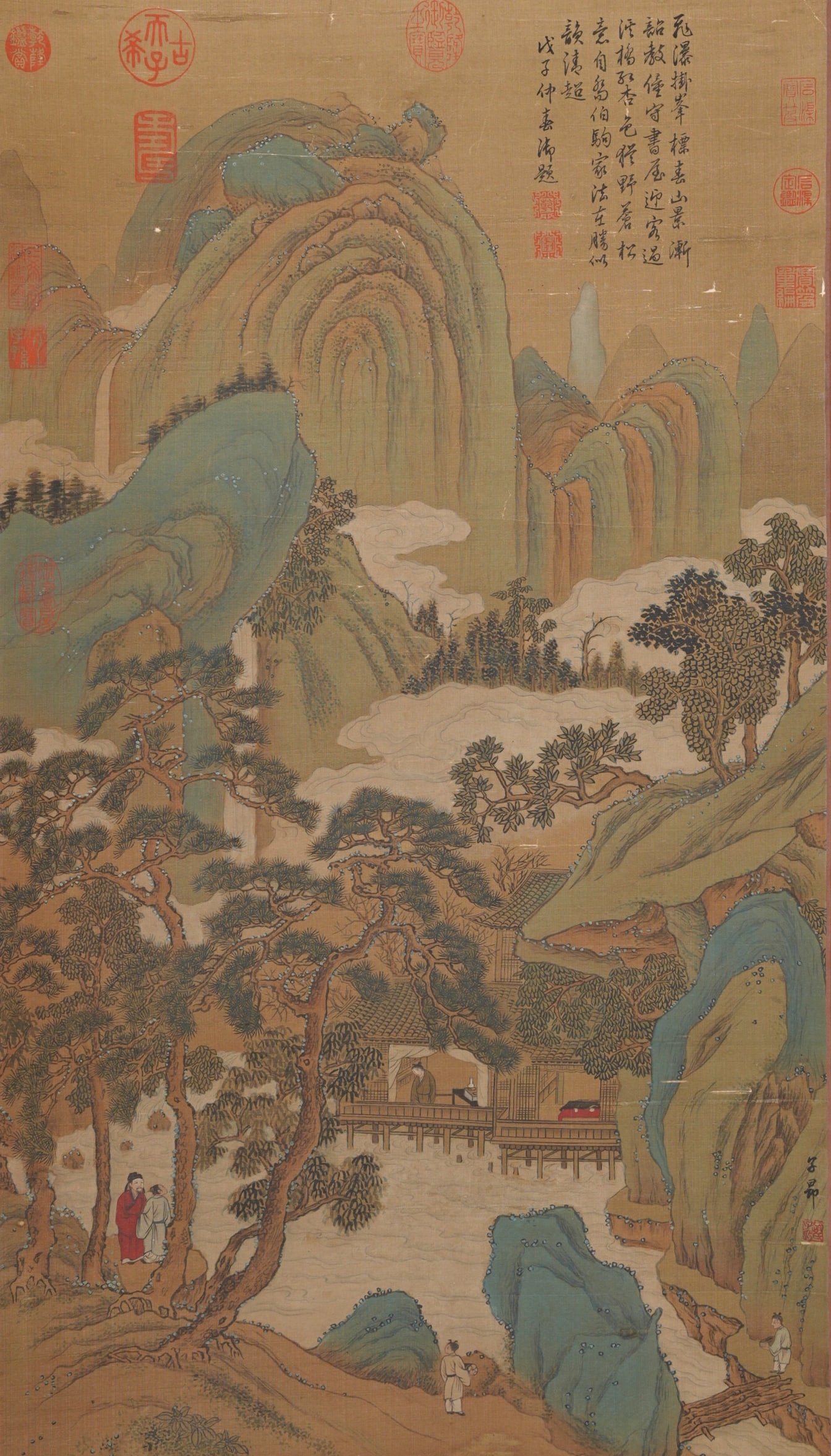 A LANDSCAPE AND FIGURE PAINTING ON SILK BY ZHAO MENGFU.趙孟頫 (1 of 13)