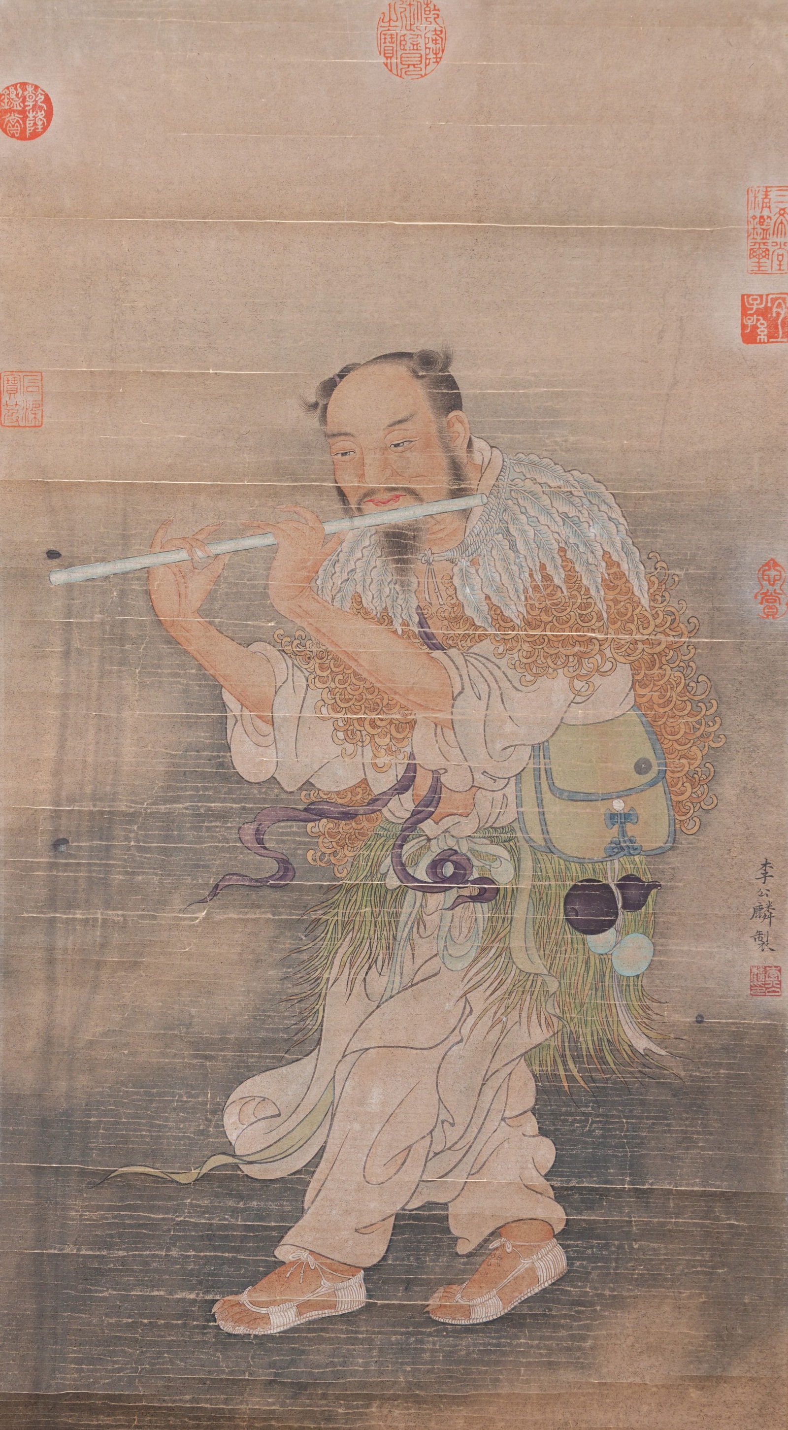 A FIGURE PAINTING ON PAPER BY LI GONGLIN.李公麟 (1 of 8)