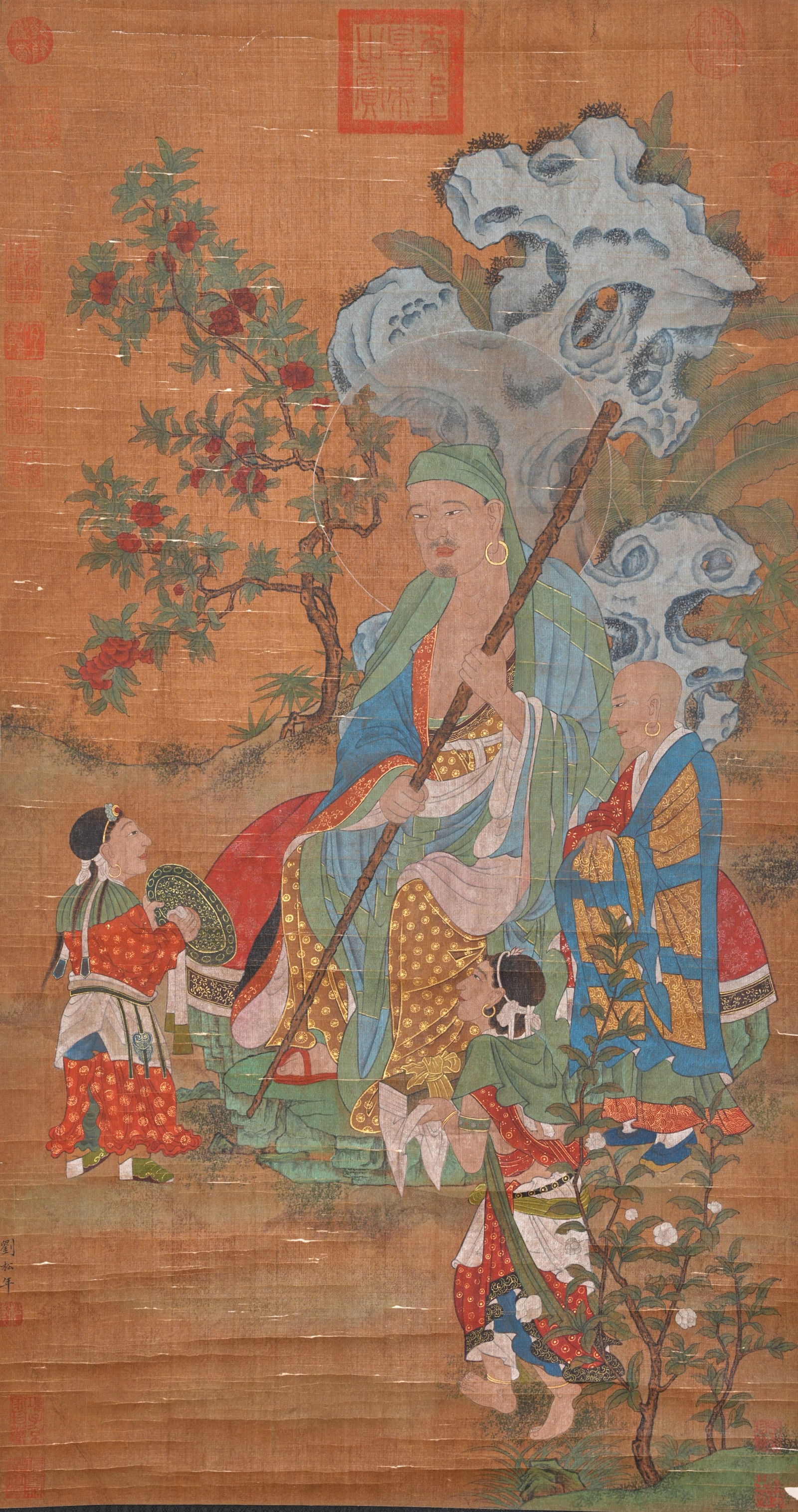 A LUOHAN PAINTING ON SILK BY LIU SONGNIAN.劉松年 (1 of 10)