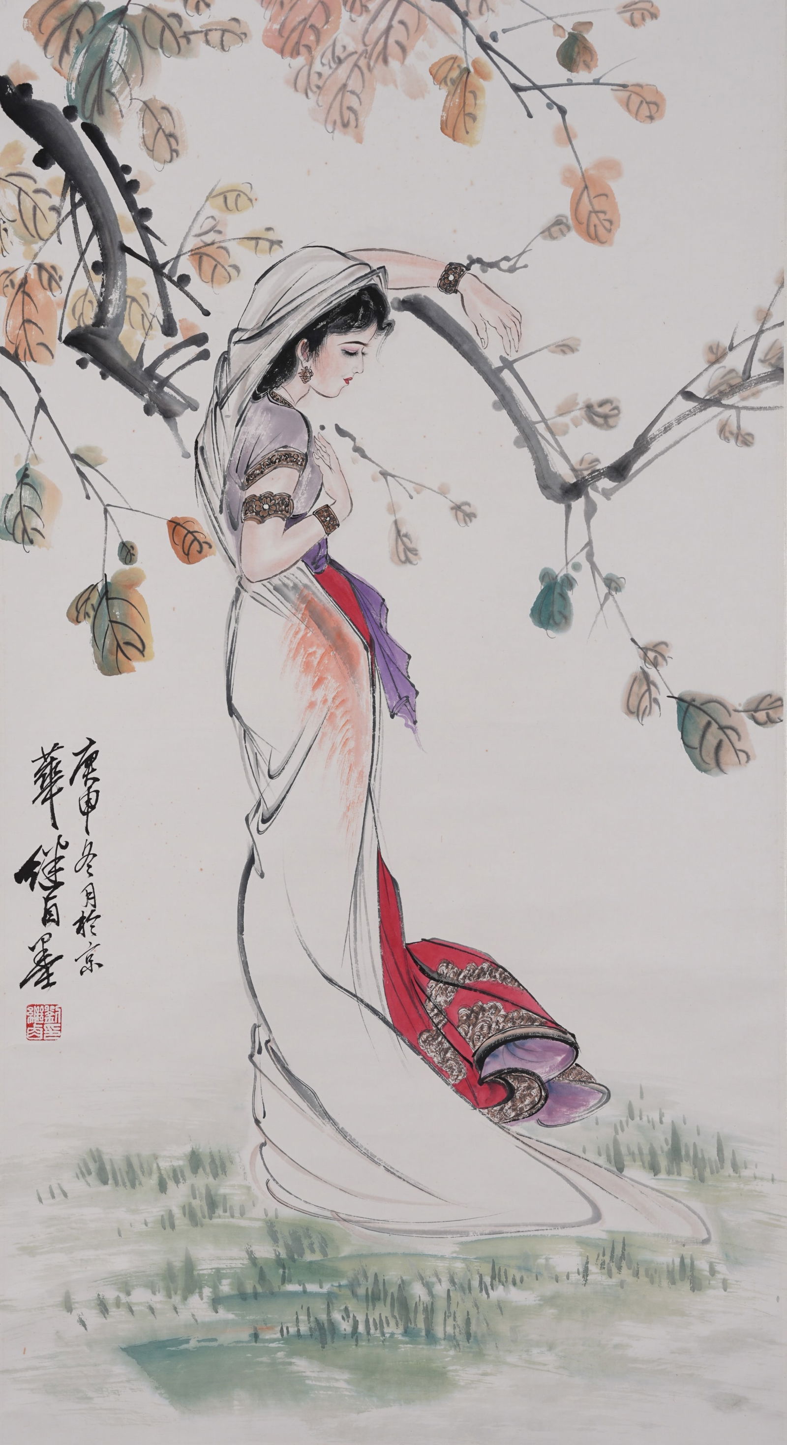 A FIGURE PAINTING ON PAPER BY LIU JIYOU.劉繼卣 (1 of 9)