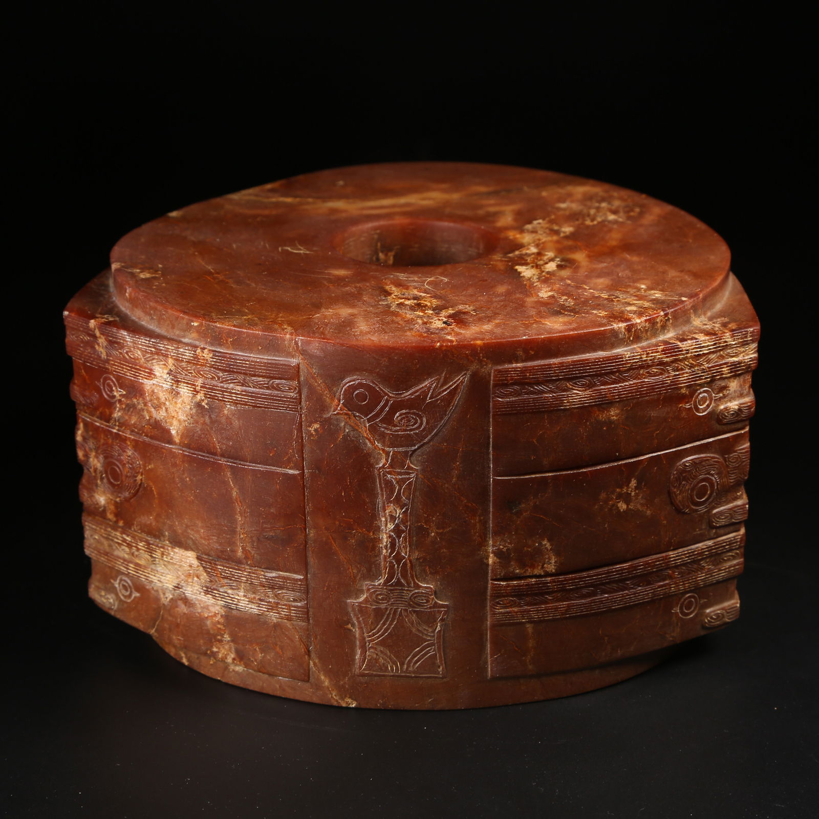 A ANCIENT JADE HUMAN-FACED CONG (1 of 11)