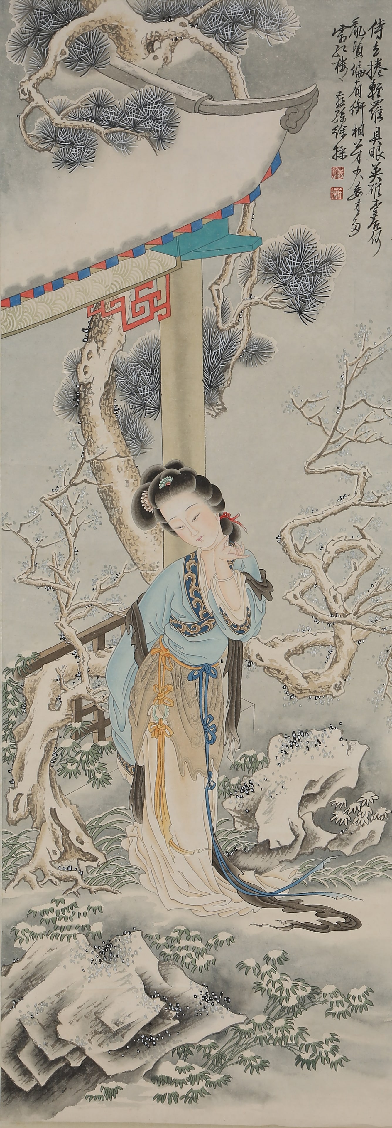 A PAINTING OF COURT LADIES ON PAPER BY XU CAO.徐操 (1 of 9)