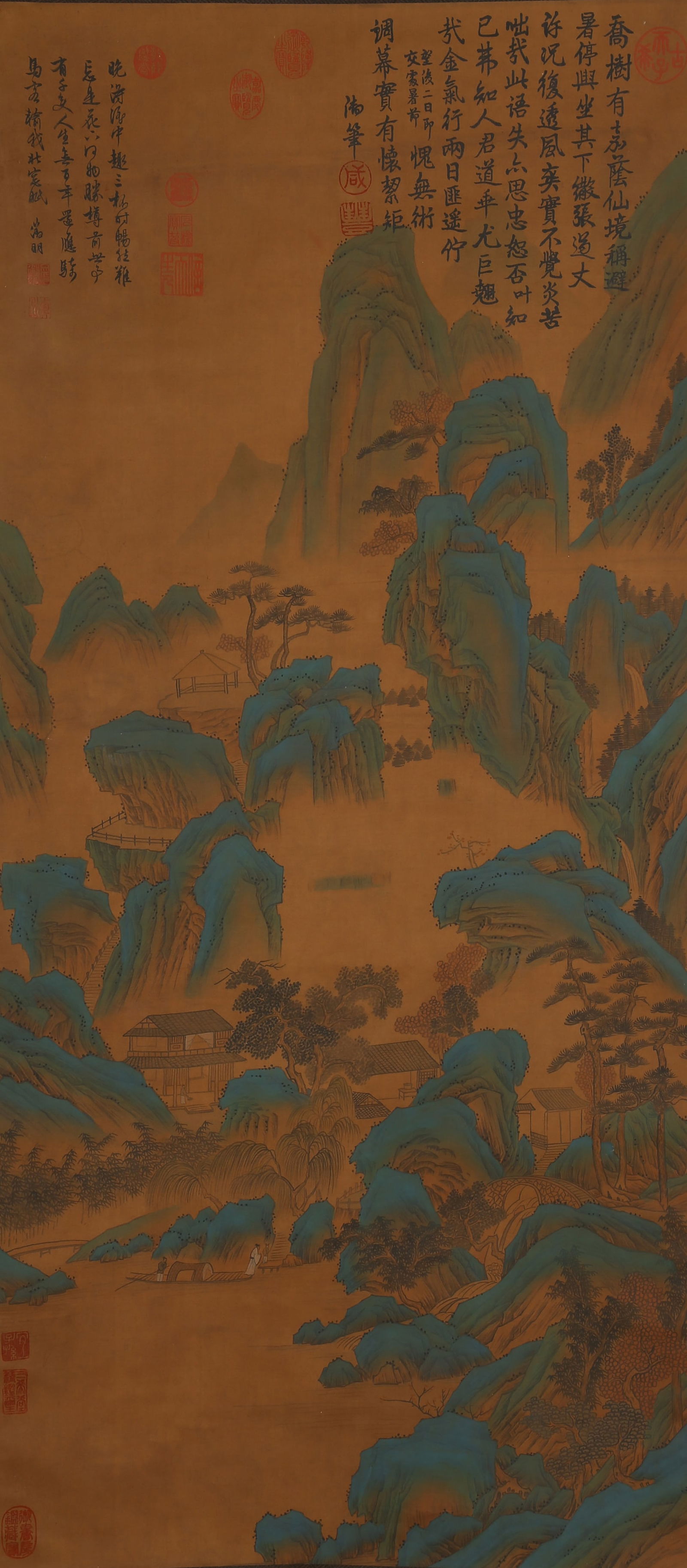 A LANDSCAPE PAINTING ON SILK BY WEN ZHENGMING.文徵明 (1 of 9)
