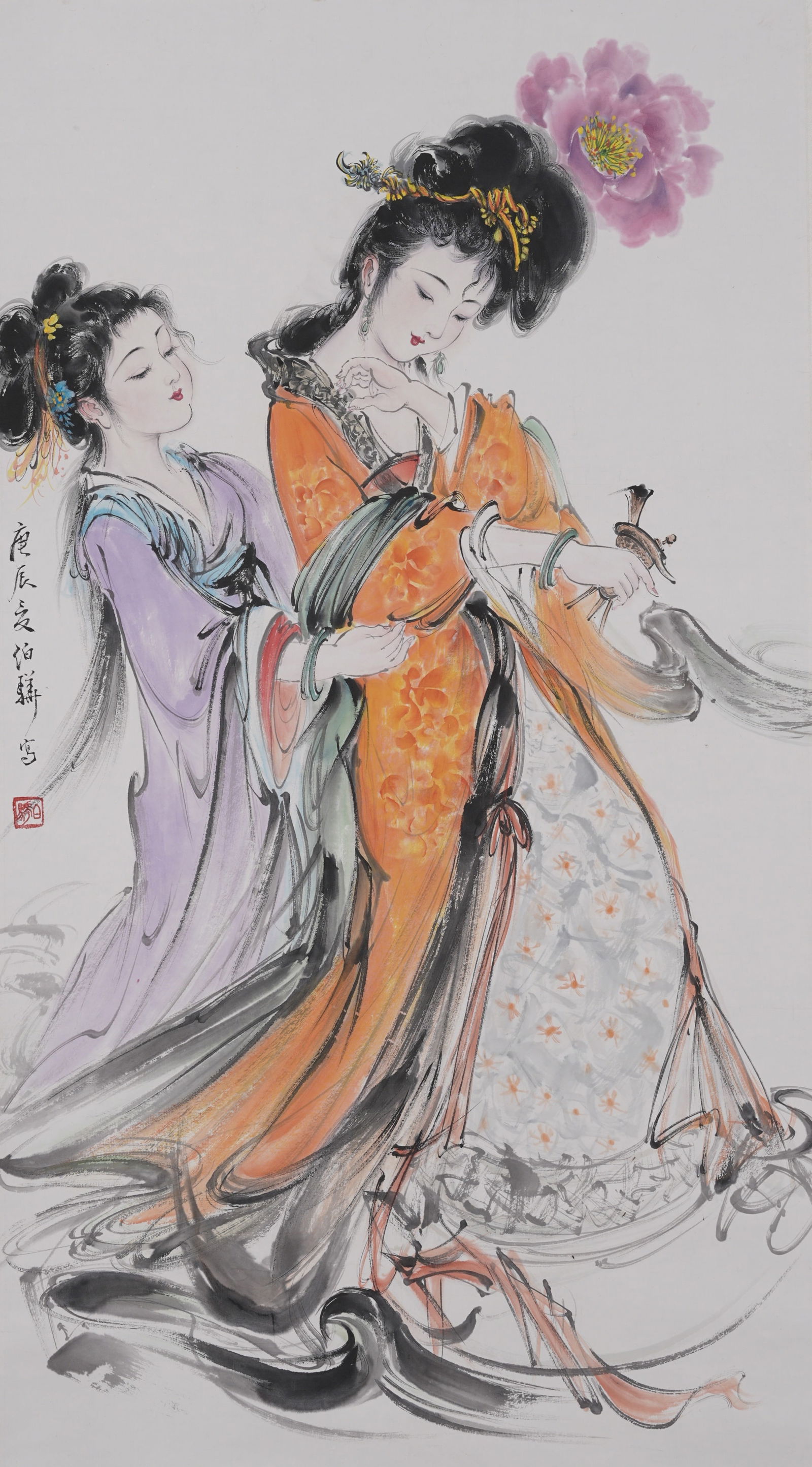 A FIGURE PAINTING ON PAPER BY ZHU BOHUA.朱伯驊 (1 of 9)