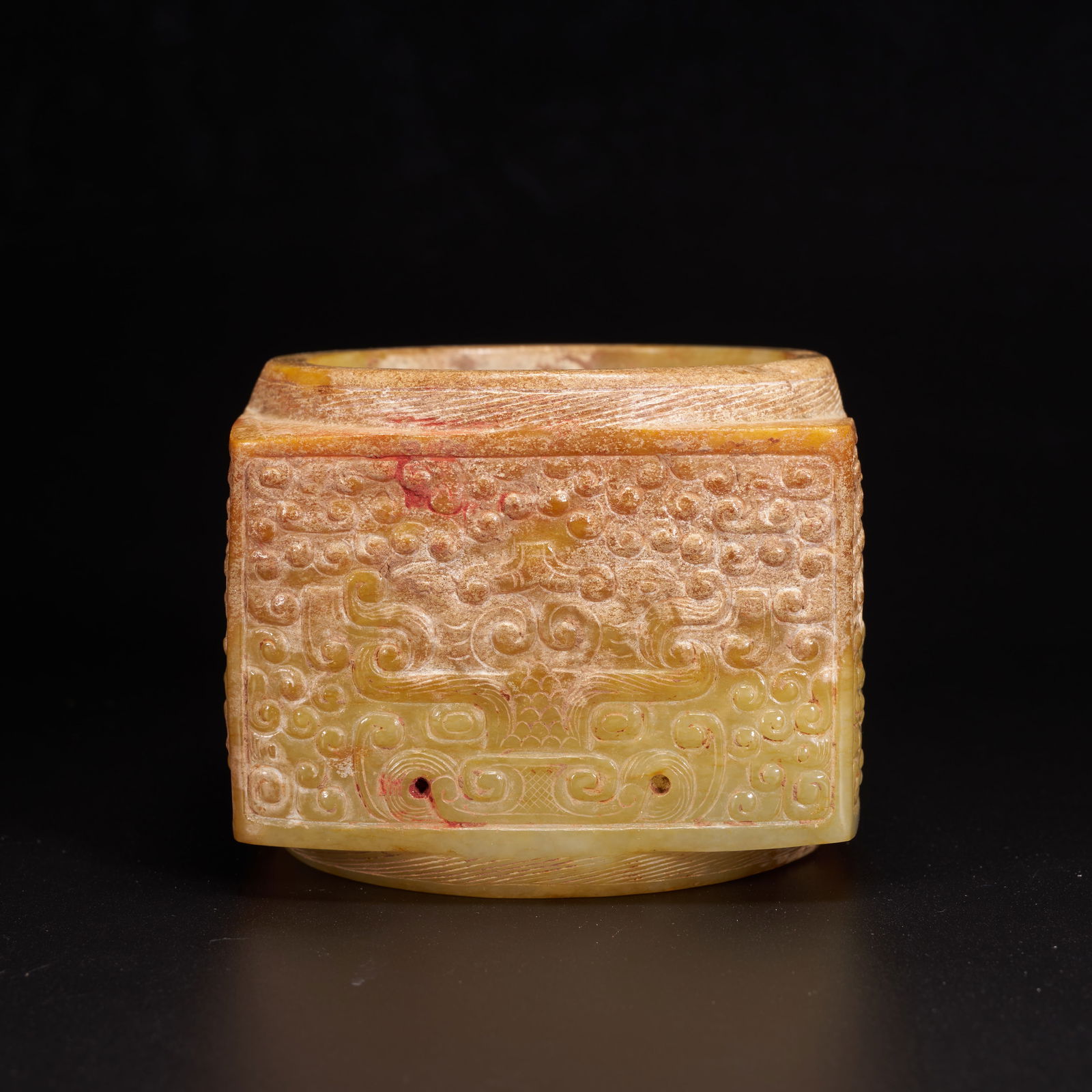 A HIGH-ANTIQUITY JADE CONG WITH BEAST-MASK DESIGN (1 of 9)