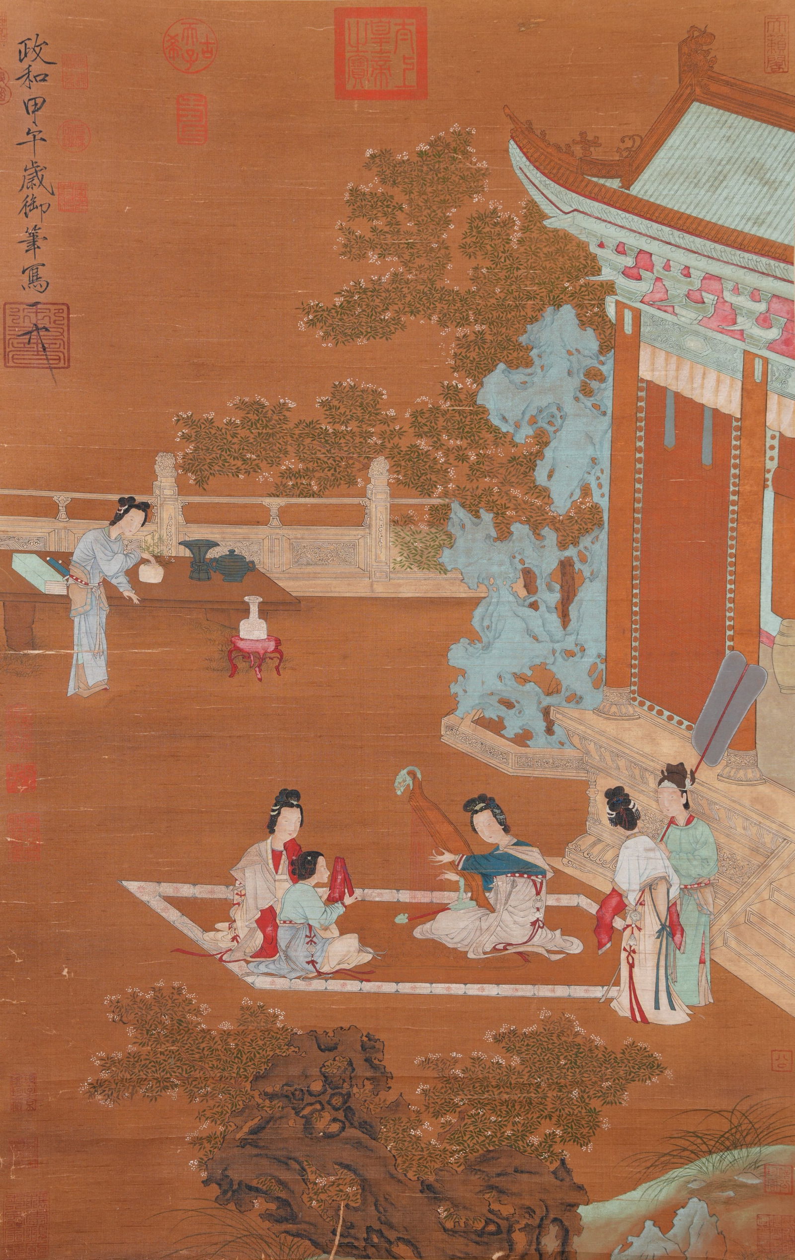 A COURT LADY PAINTING ON SILK BY EMPEROR HUIZONG OF THE SONG DYNASTY.宋徽宗 (1 of 9)