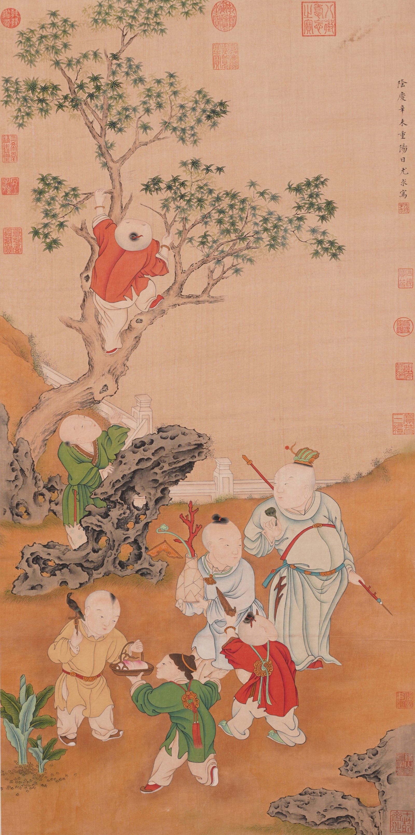 A CHILDREN AT PLAY PAINTING ON SILK BY YOU QIU.尤求 (1 of 12)