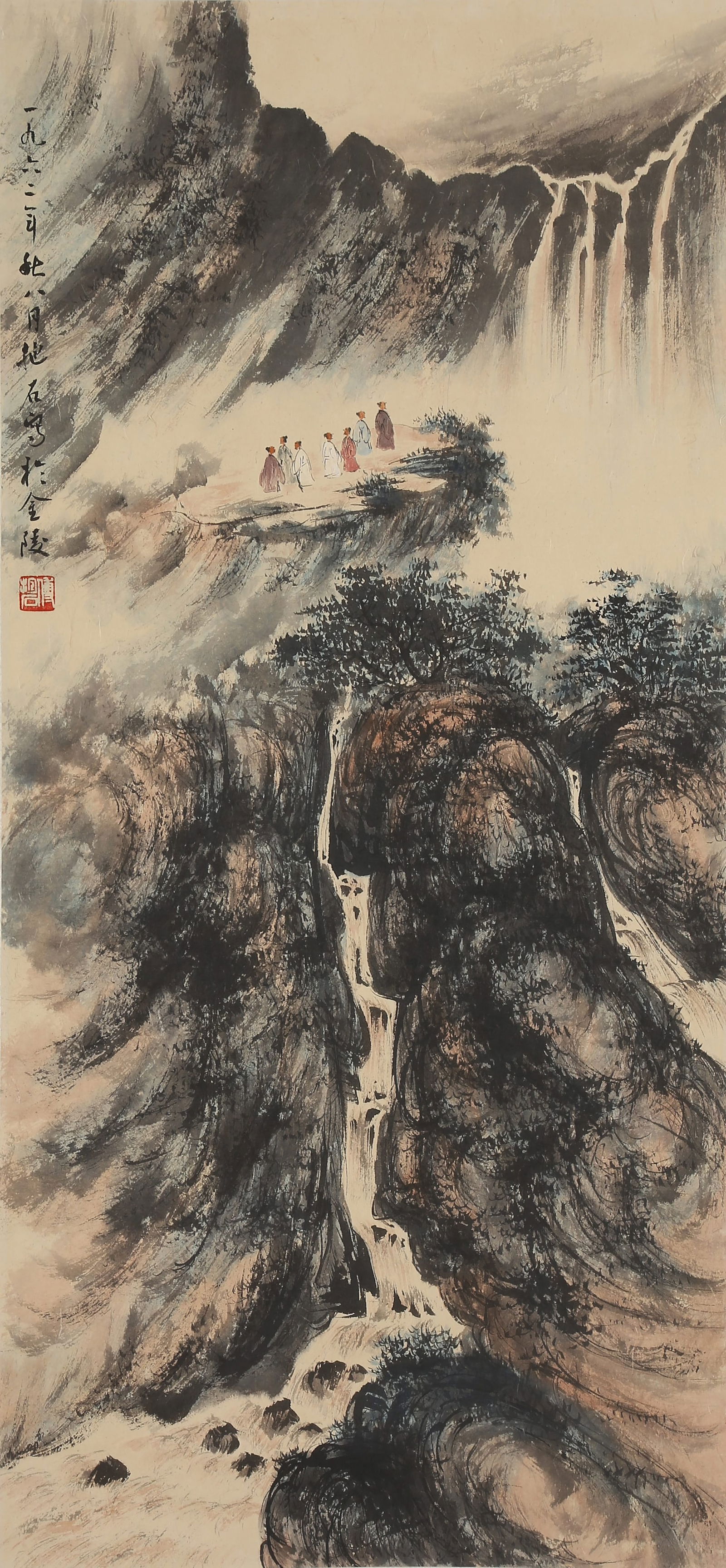 A LANDSCAPE AND FIGURE PAINTING ON PAPER BY FU BAOSHI.傅抱石 (1 of 9)