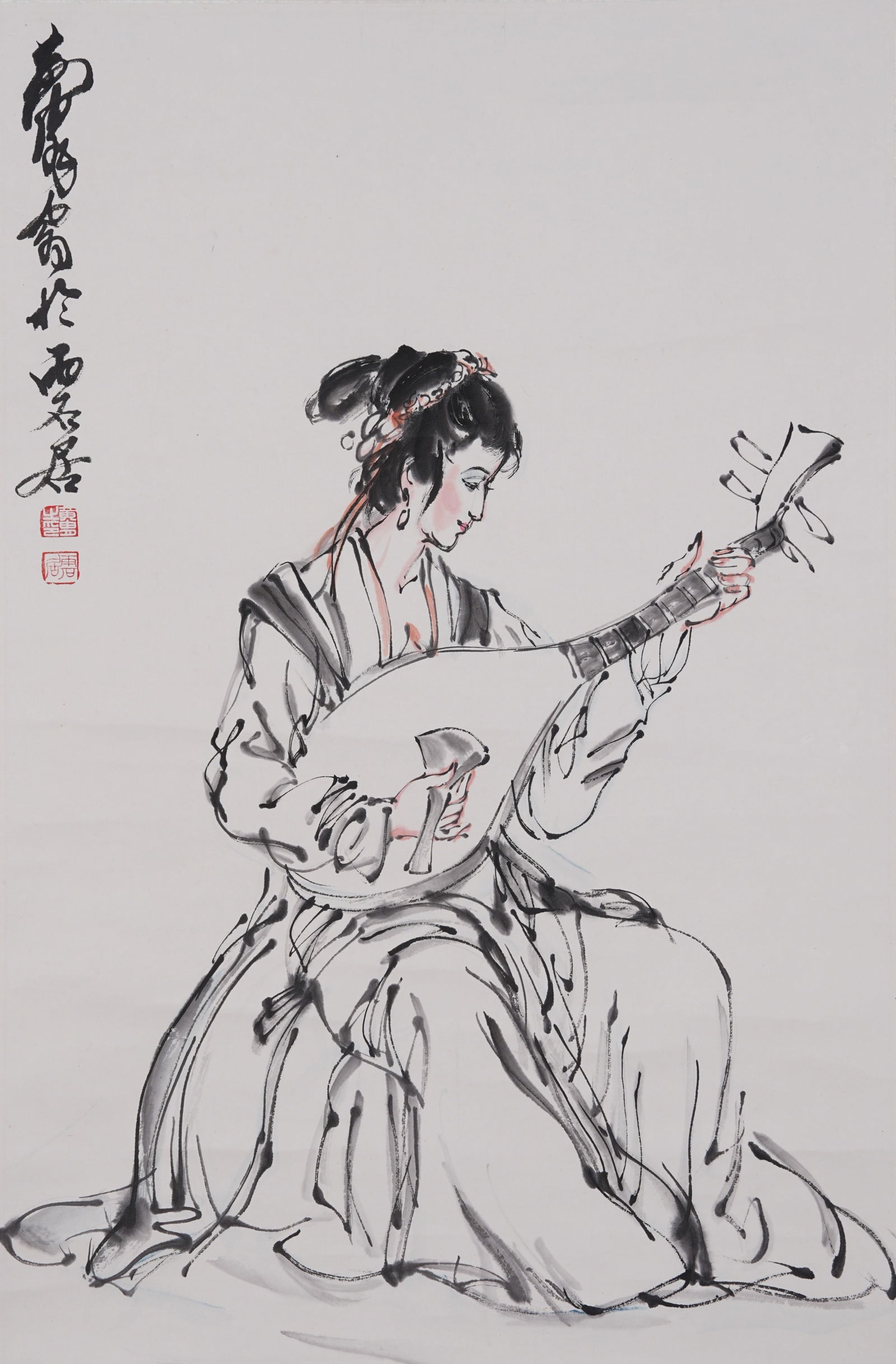 A FIGURE PAINTING ON PAPER BY HUANG ZHOU.黃胄 (1 of 7)