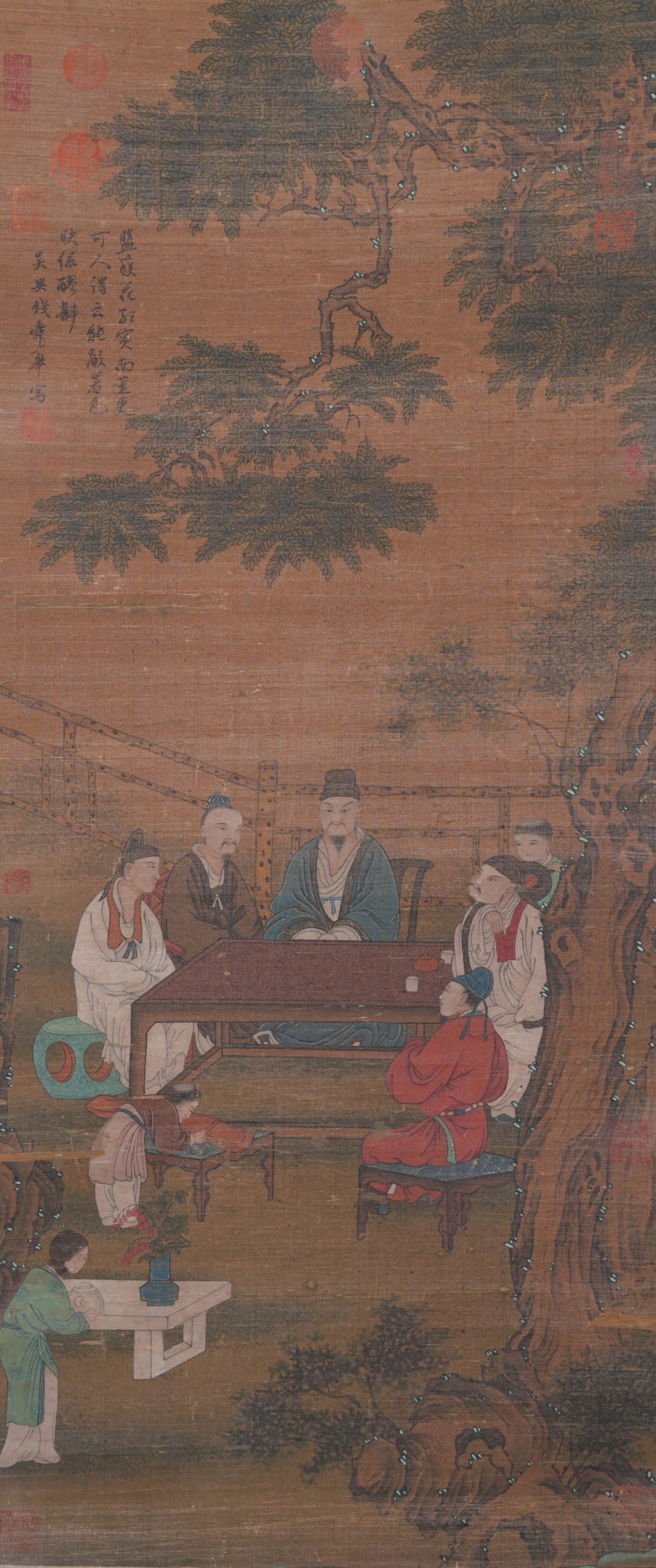 A FIGURE PAINTING ON SILK BY QIAN XUAN.錢選 (1 of 8)