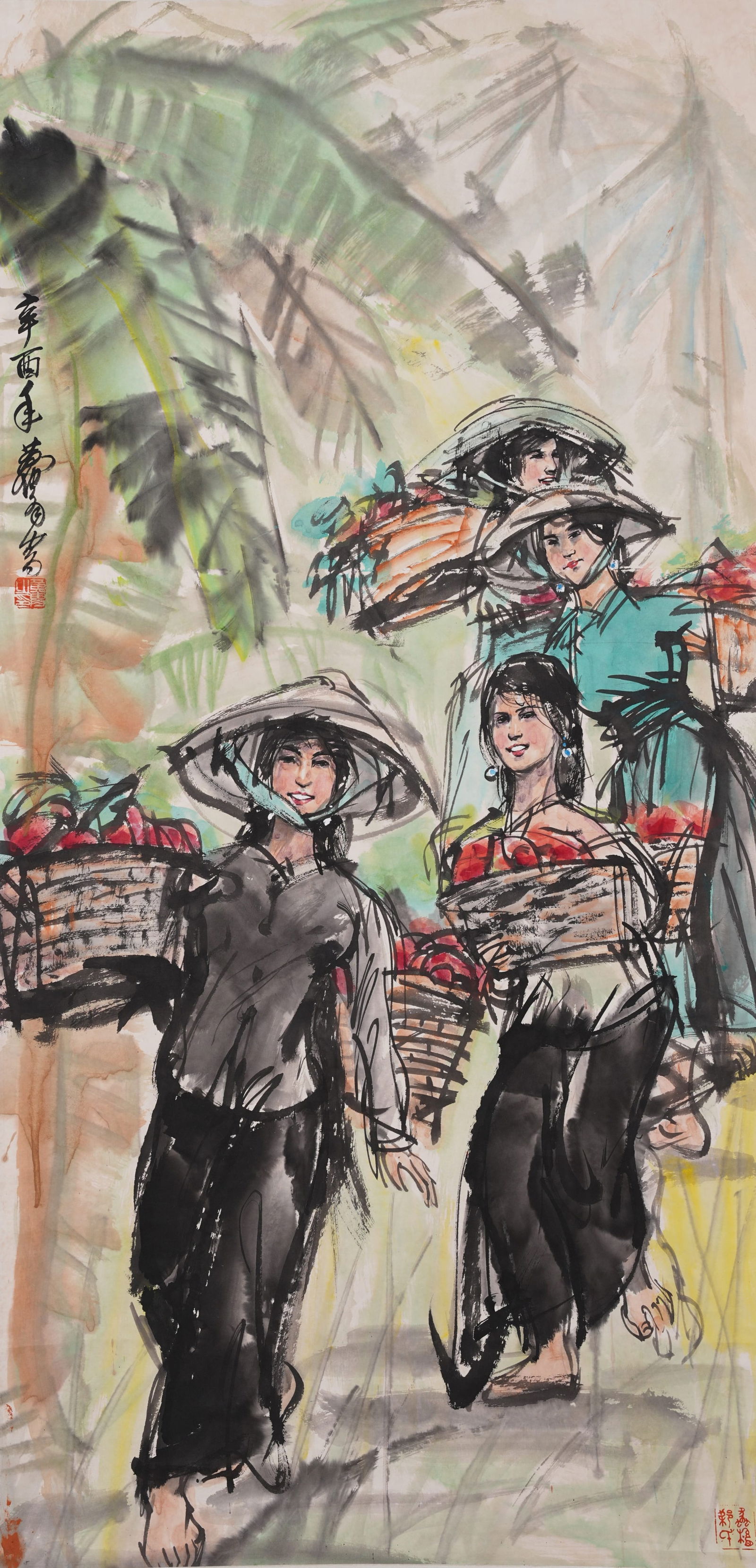 A FIGURE PAINTING ON PAPER BY HUANG ZHOU.黃胄 (1 of 8)