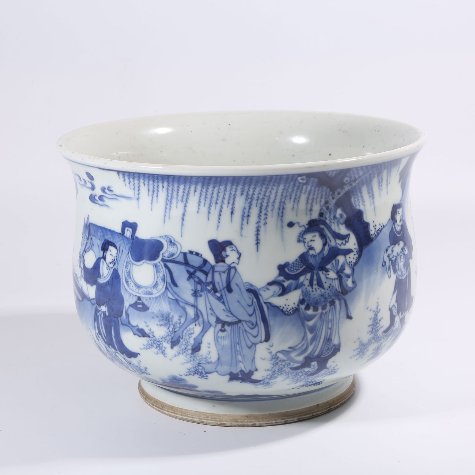 A QING DYNASTY KANGXI BLUE-AND-WHITE FIGURE AND NARRATIVE SCENE CENSER (1 of 9)