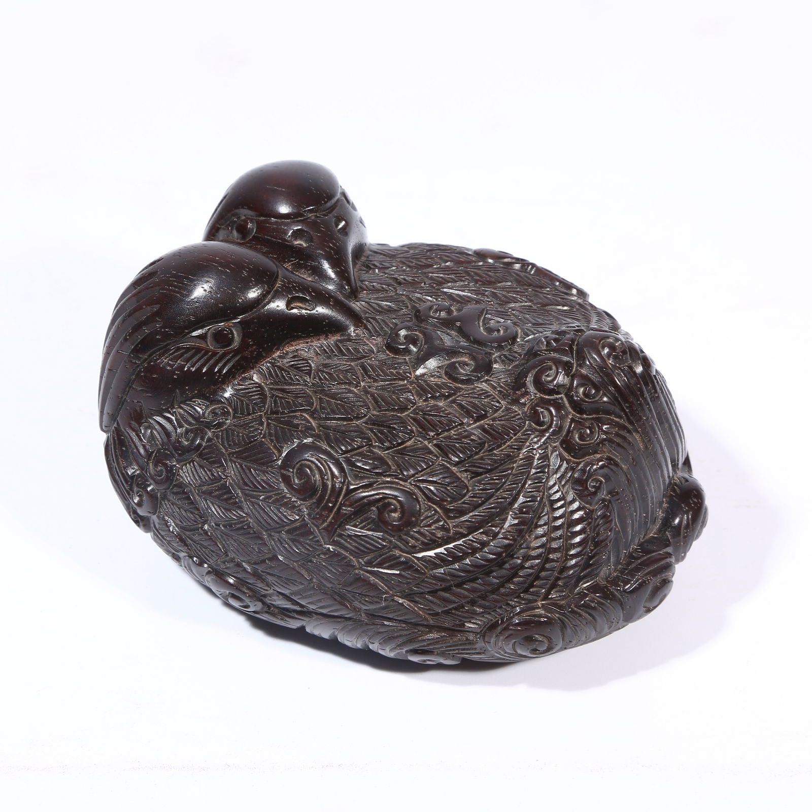 A ZITAN WOOD MANDARIN DUCK ORNAMENT (1 of 8)