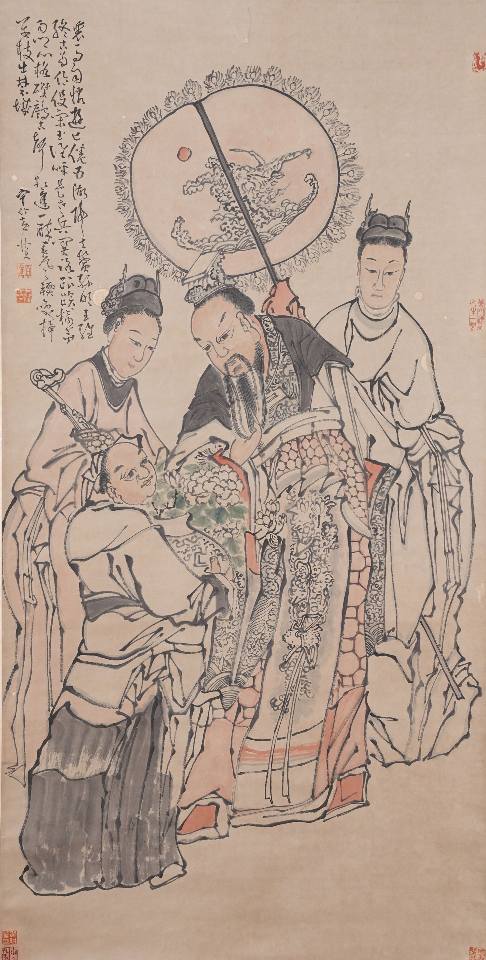 A FIGURE PAINTING ON PAPER BY HUANG SHEN.黃慎 (1 of 9)