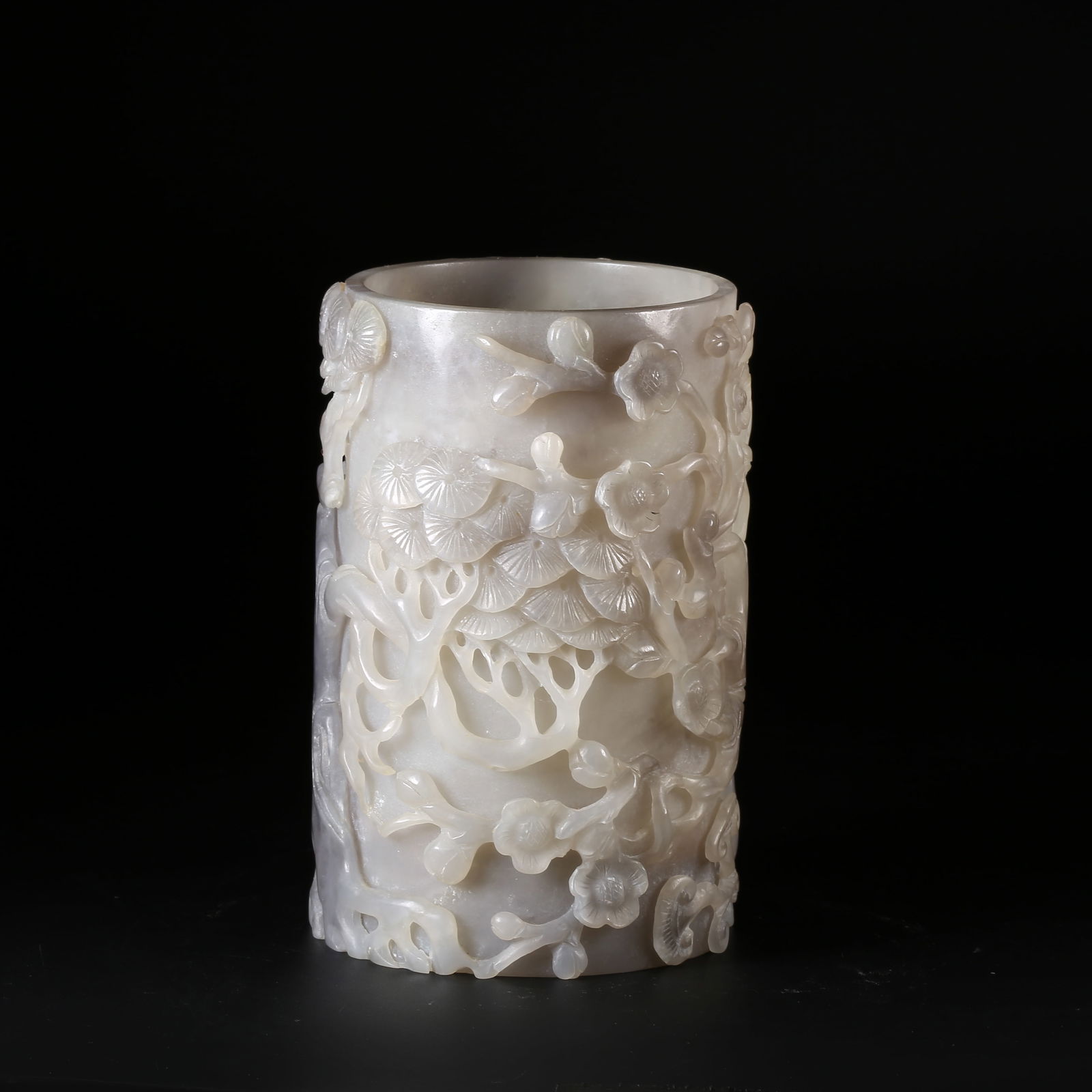 A HETIAN JADE PINE TREE PATTERN BRUSH POT (1 of 10)