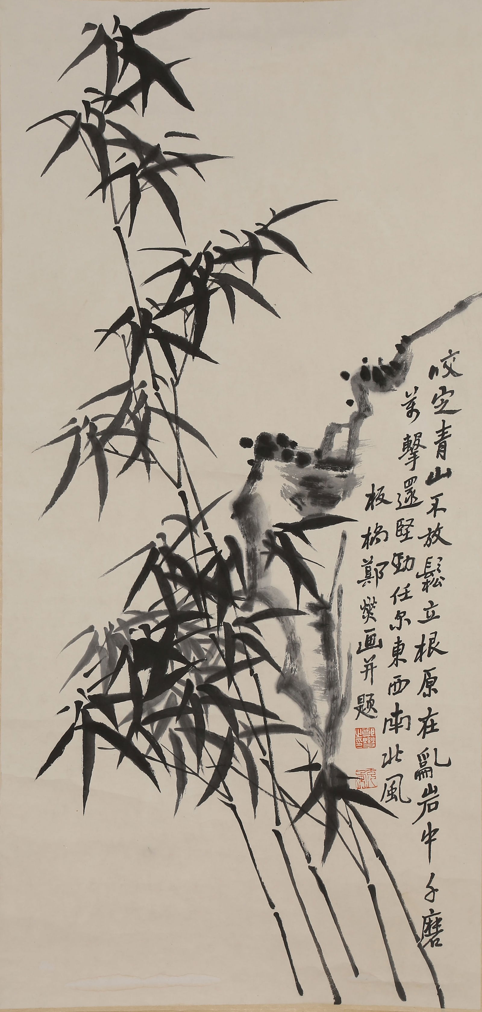 A INK BAMBOO PAINTING ON PAPER BY ZHENG BANQIAO.鄭板橋 (1 of 9)