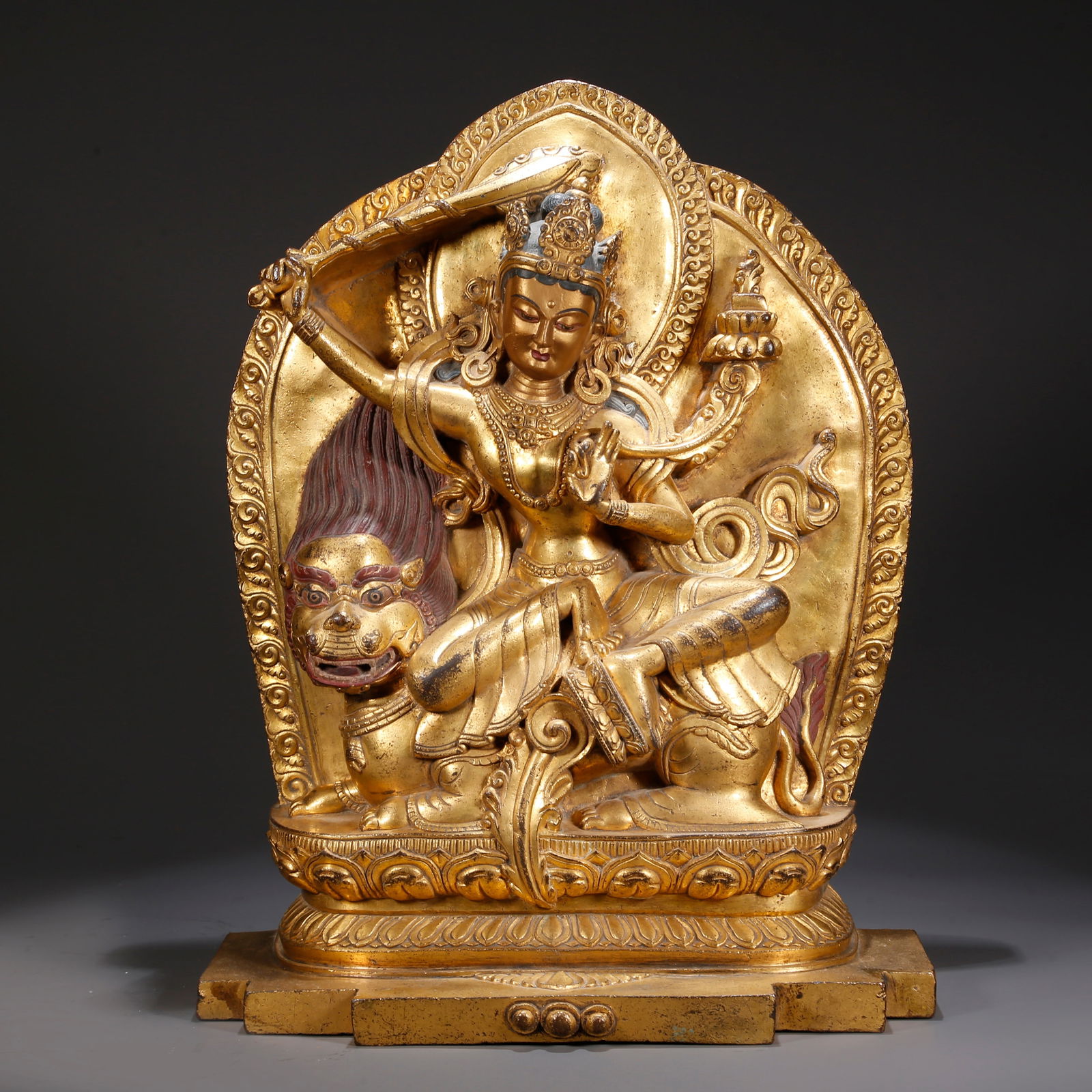 A GILDED BRONZE MANJUSHRI BODHISATTVA STATUE (1 of 9)